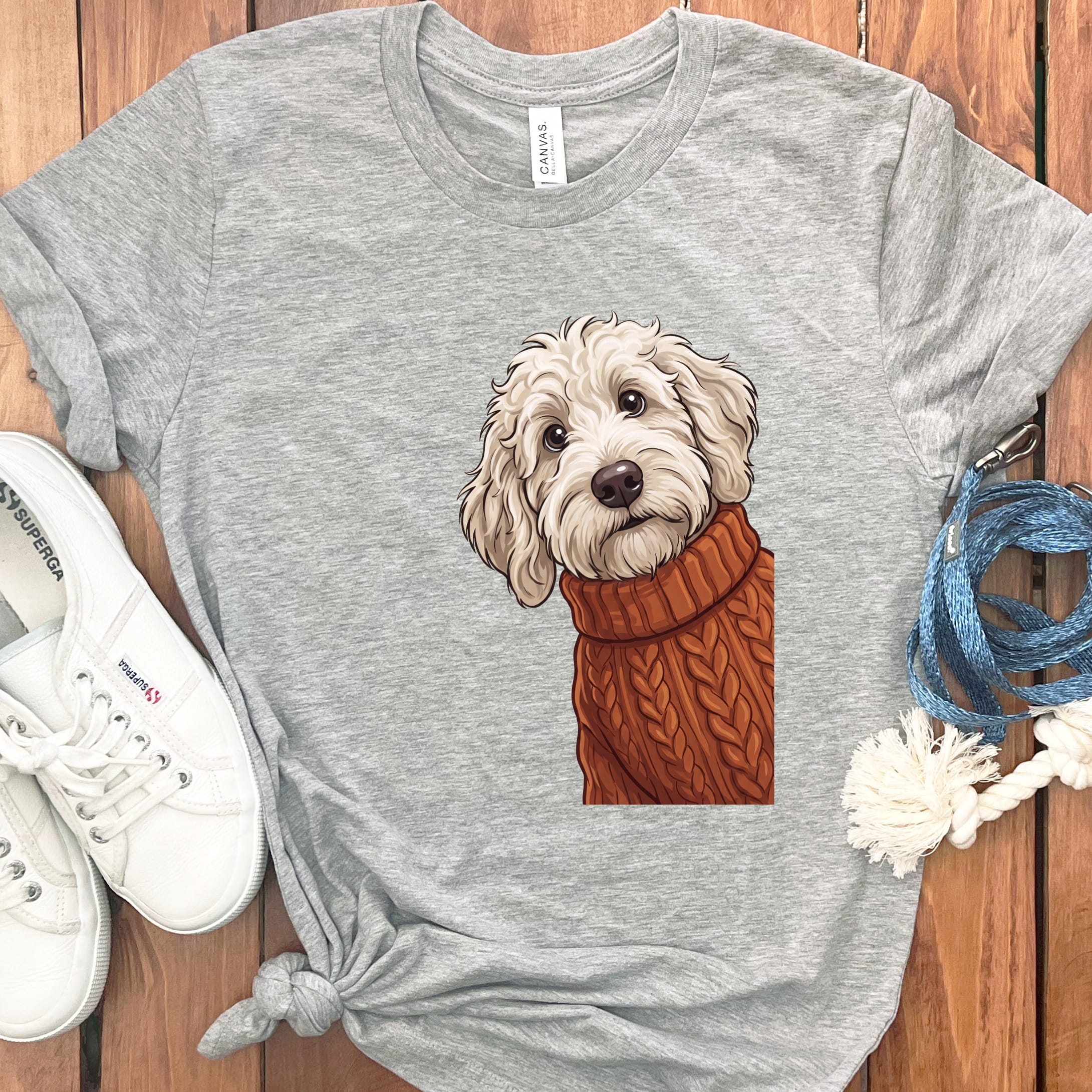 Sweater Weather Maltipoo T-Shirt in Athletic Heather / S by Puppy Jo