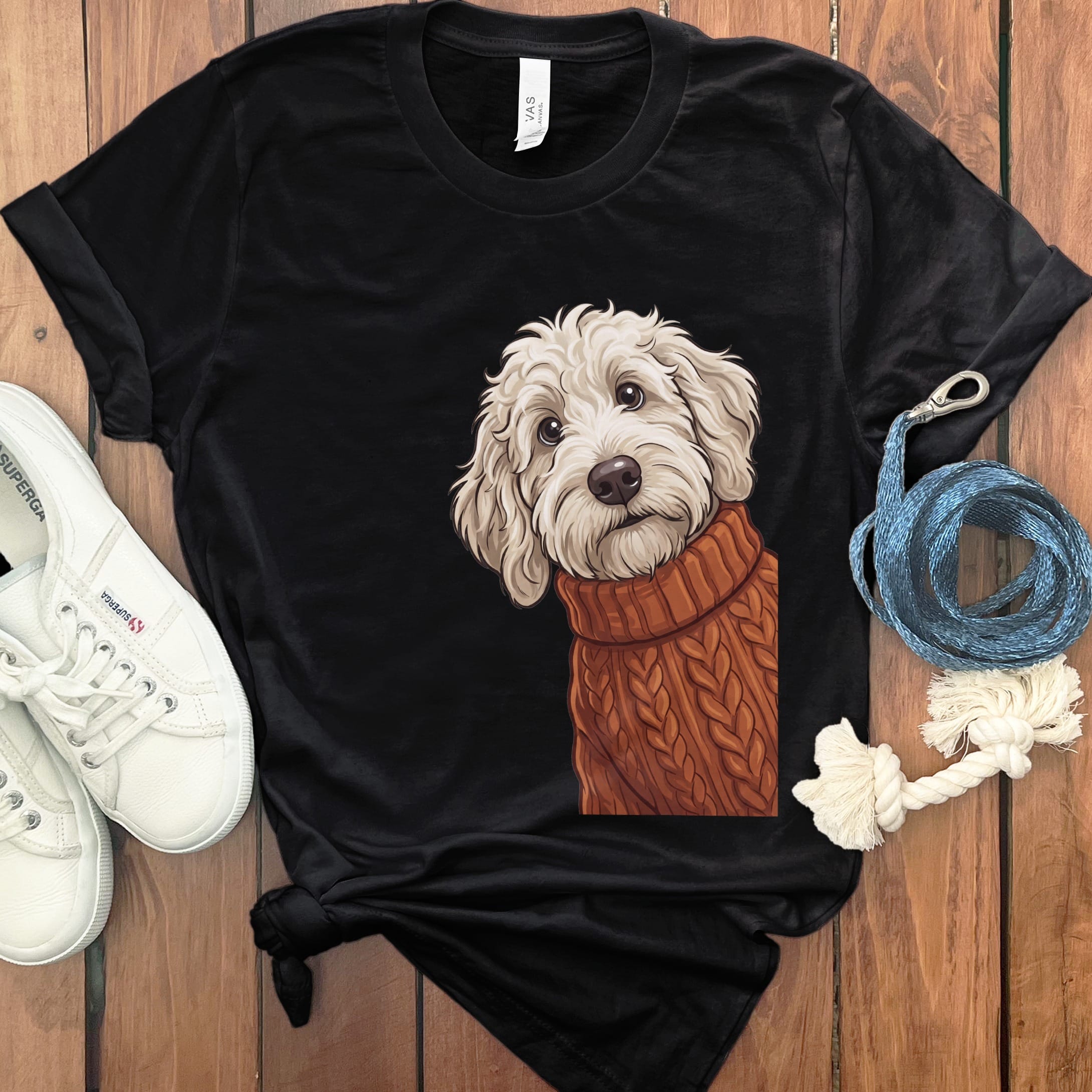 Sweater Weather Maltipoo T-Shirt in Black / S by Puppy Jo