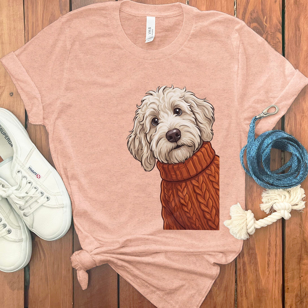 Sweater Weather Maltipoo T-Shirt in Heather Peach / S by Puppy Jo