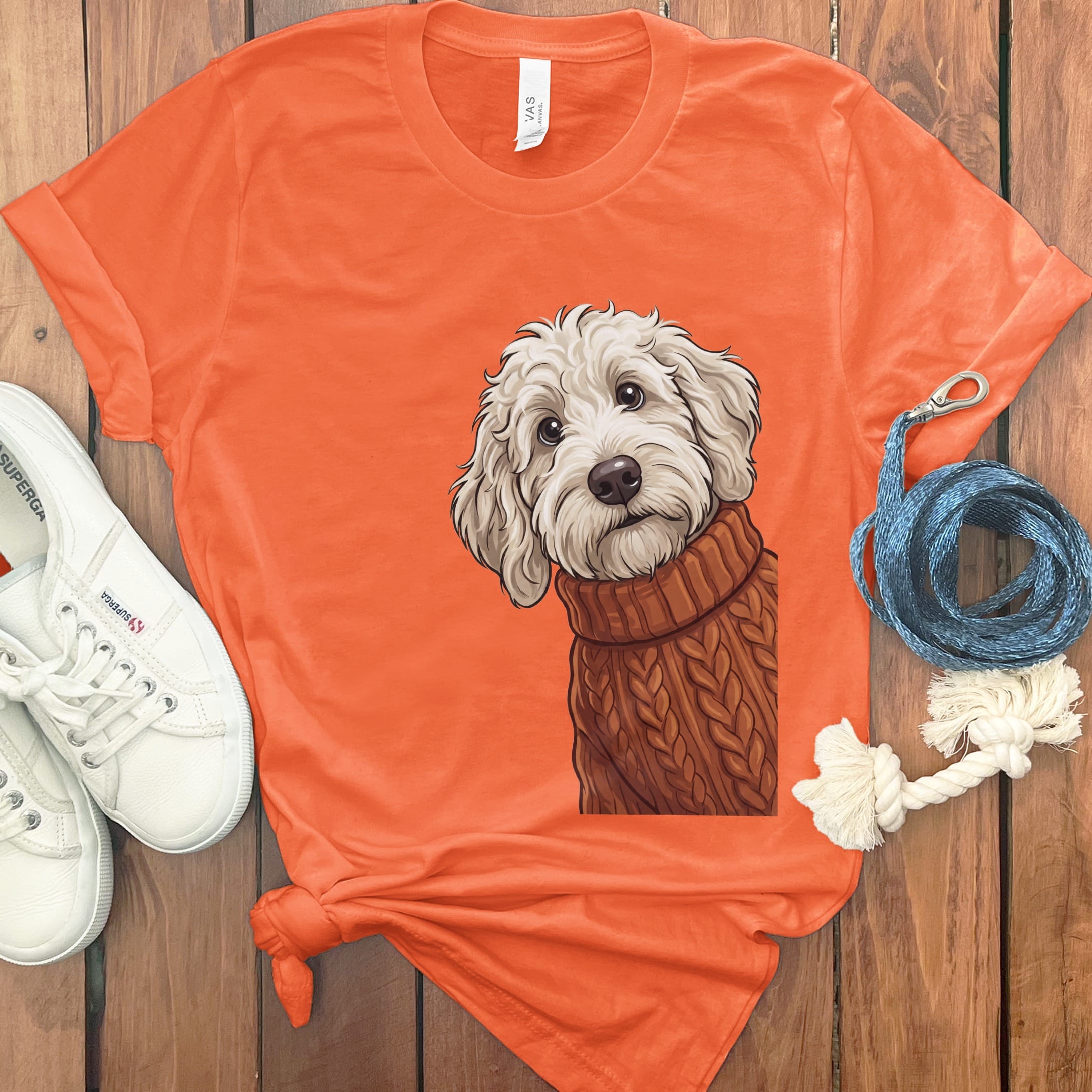 Sweater Weather Maltipoo T-Shirt in Orange / S by Puppy Jo