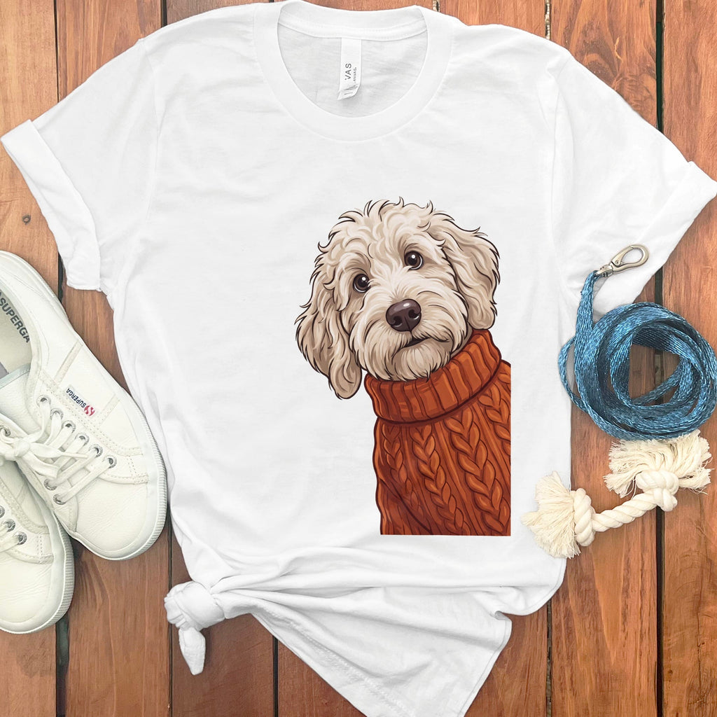 Sweater Weather Maltipoo T-Shirt in White / S by Puppy Jo