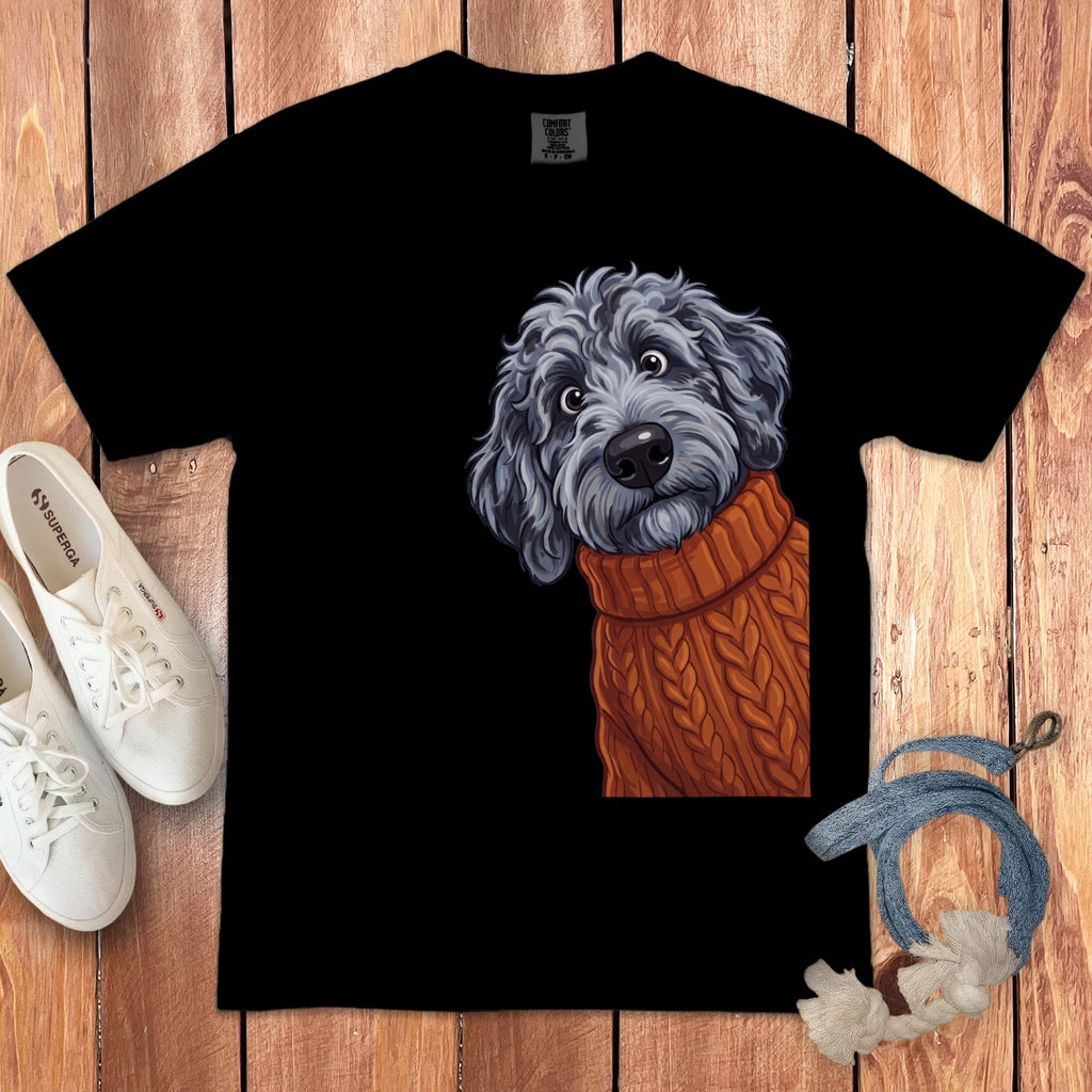 Sweater Weather Merle Goldendoodle Signature T-Shirt in Black / S / T-Shirts by Puppy Jo