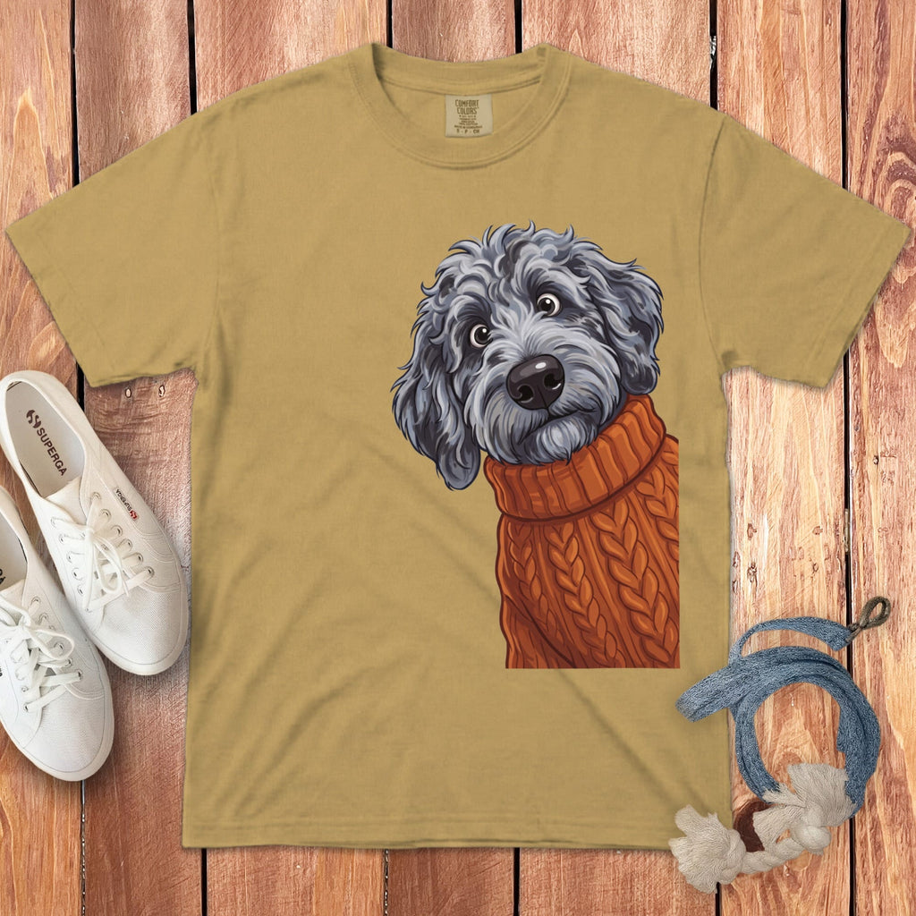 Sweater Weather Merle Goldendoodle Signature T-Shirt in Mustard / S / T-Shirts by Puppy Jo