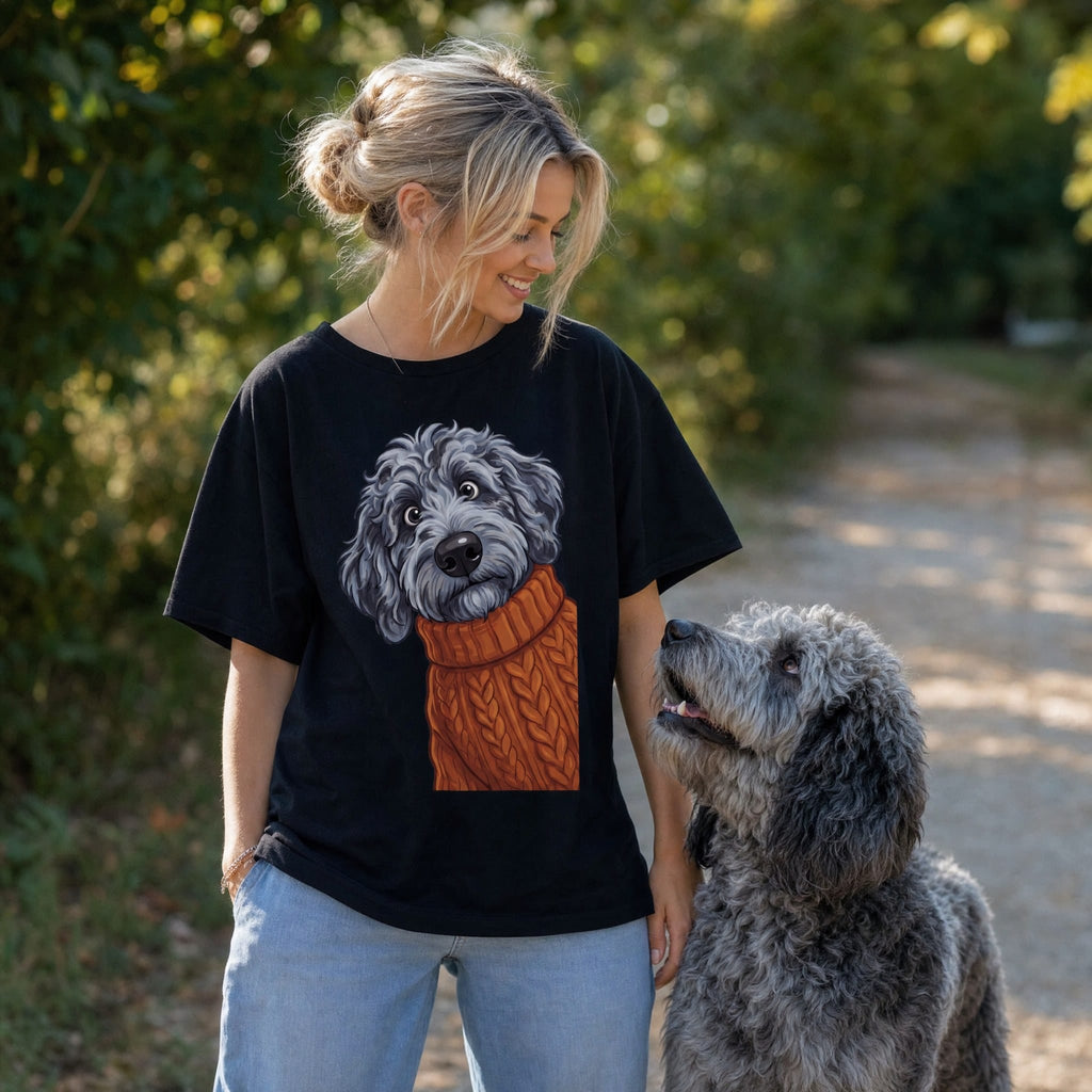 Sweater Weather Merle Goldendoodle Signature T-Shirt in by Puppy Jo