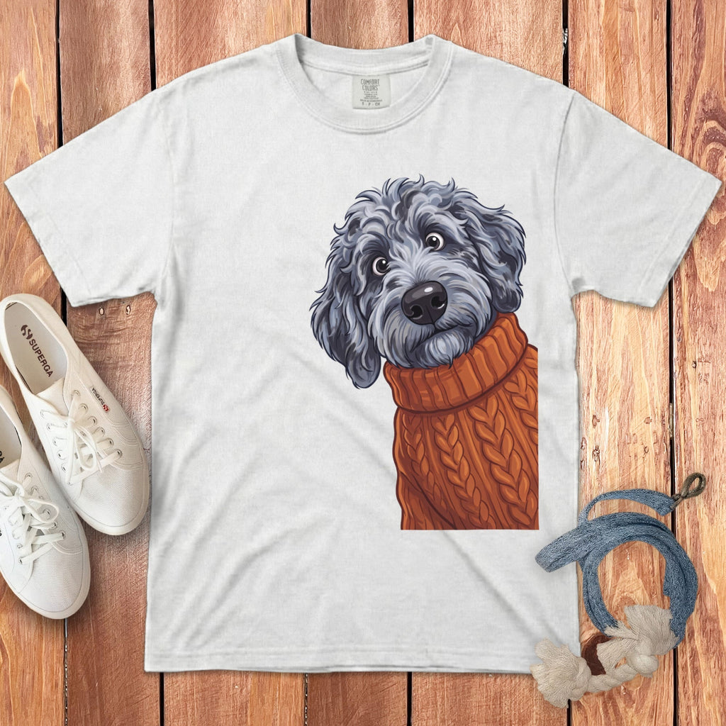 Sweater Weather Merle Goldendoodle Signature T-Shirt in White / S / T-Shirts by Puppy Jo