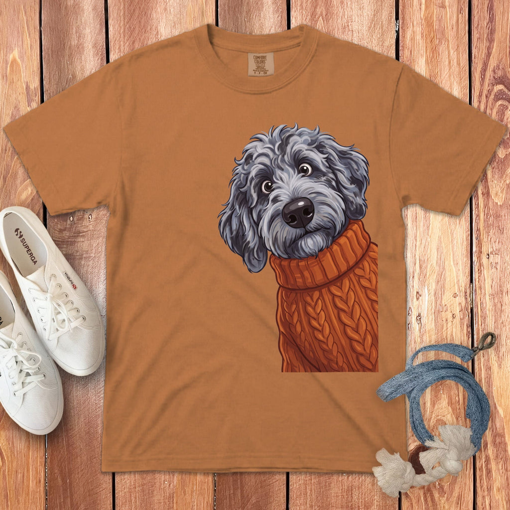 Sweater Weather Merle Goldendoodle Signature T-Shirt in Yam / S / T-Shirts by Puppy Jo