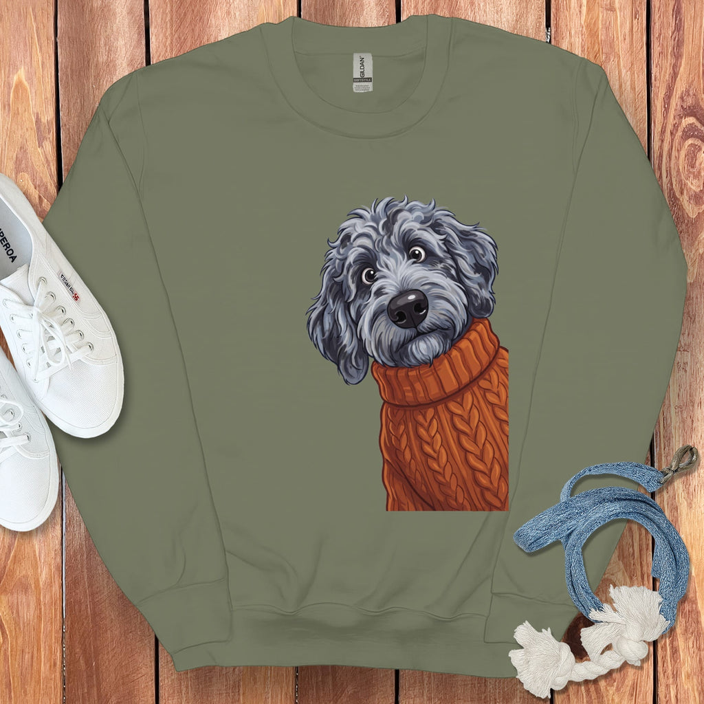 Sweater Weather Merle Goldendoodle Sweatshirt in Military Green / S by Puppy Jo
