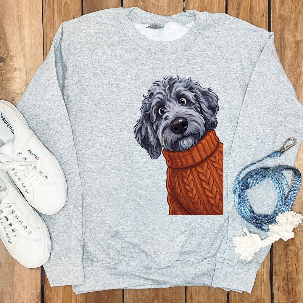 Sweater Weather Merle Goldendoodle Sweatshirt in Sport Grey / S by Puppy Jo
