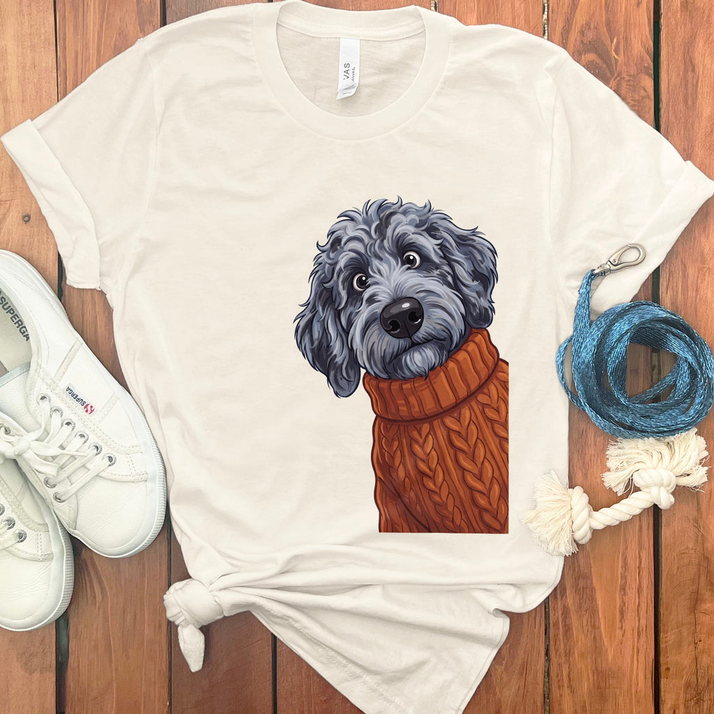 Sweater Weather Merle Goldendoodle T-Shirt in Natural / S by Puppy Jo