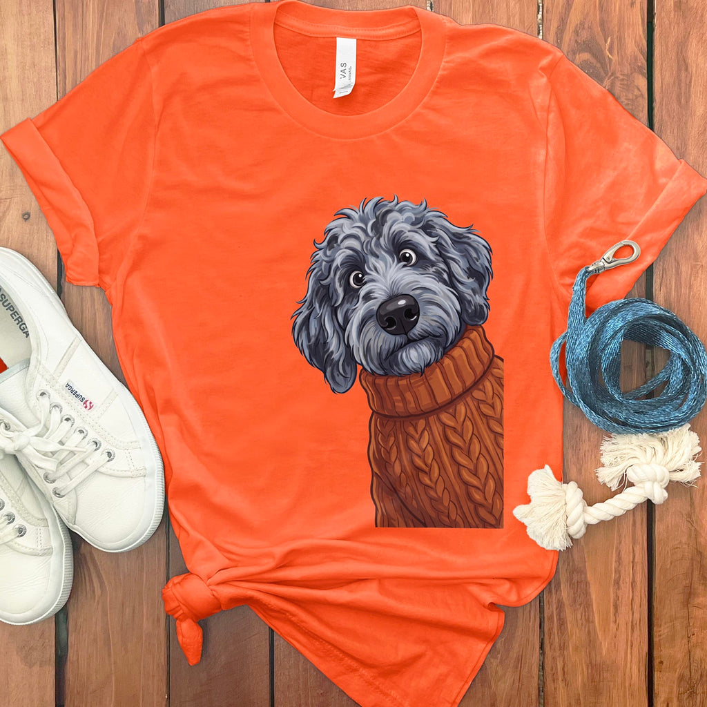 Sweater Weather Merle Goldendoodle T-Shirt in Orange / S by Puppy Jo