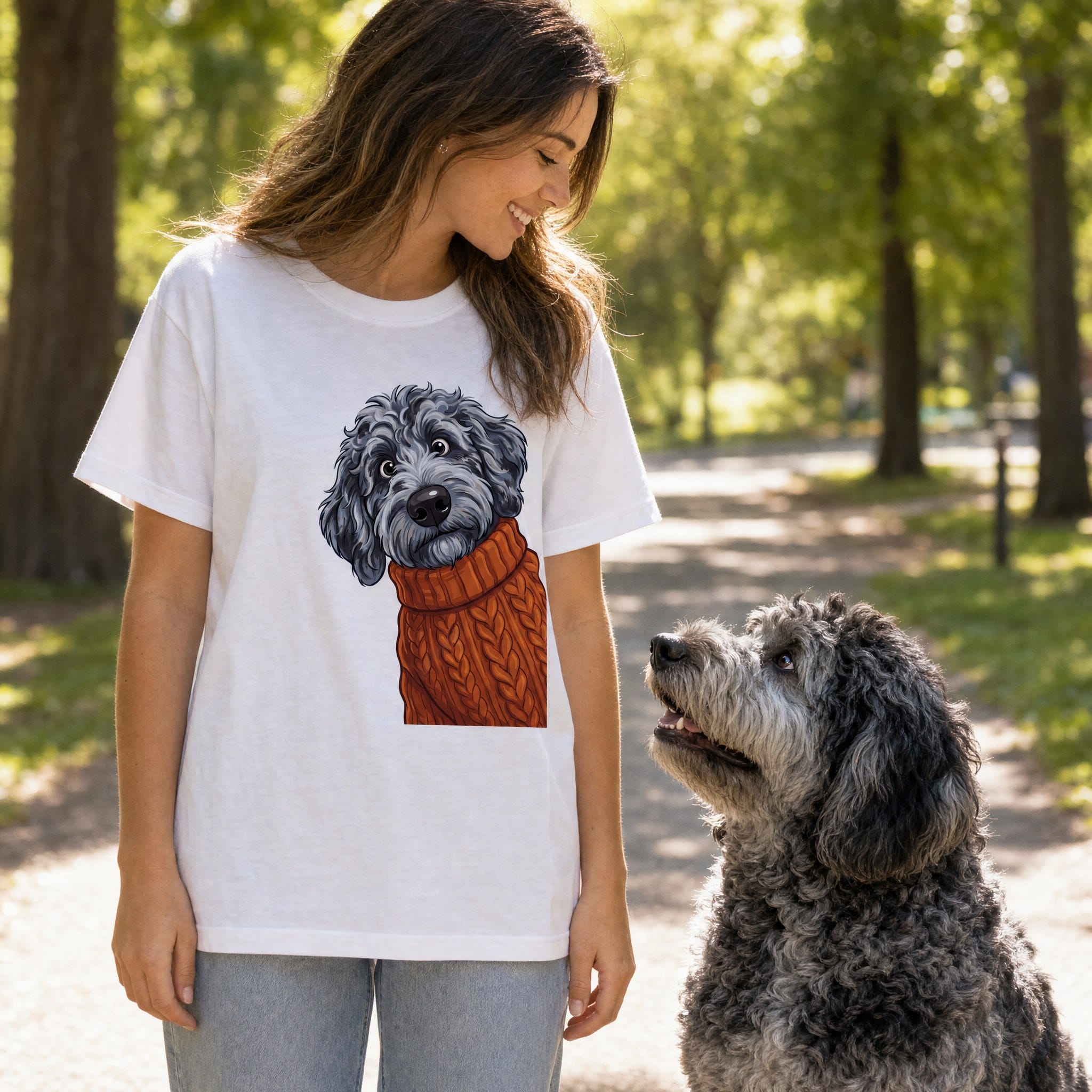 Sweater Weather Merle Goldendoodle T-Shirt in by Puppy Jo
