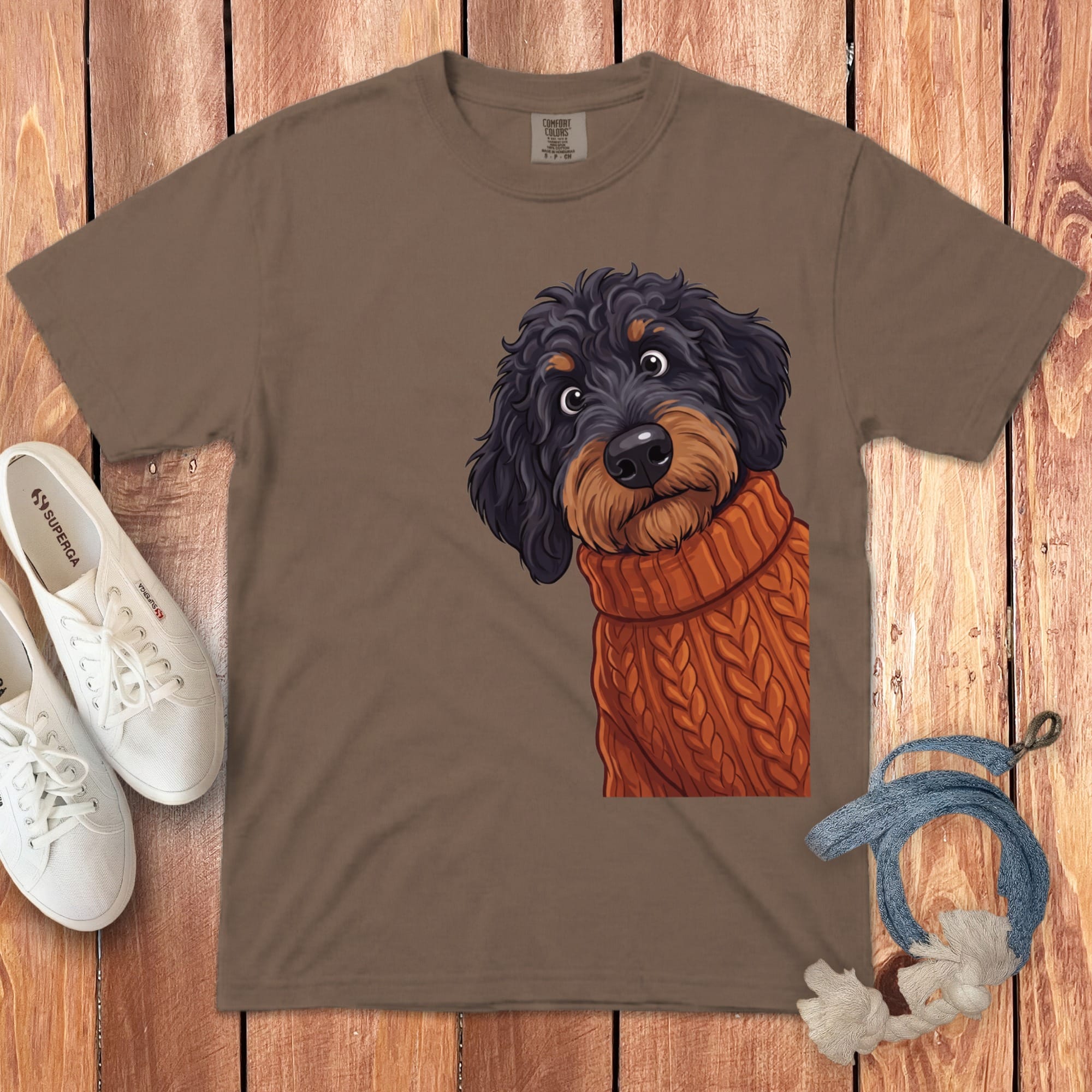 Sweater Weather Phantom Goldendoodle Signature T-Shirt in Espresso / S / T-Shirts by Puppy Jo