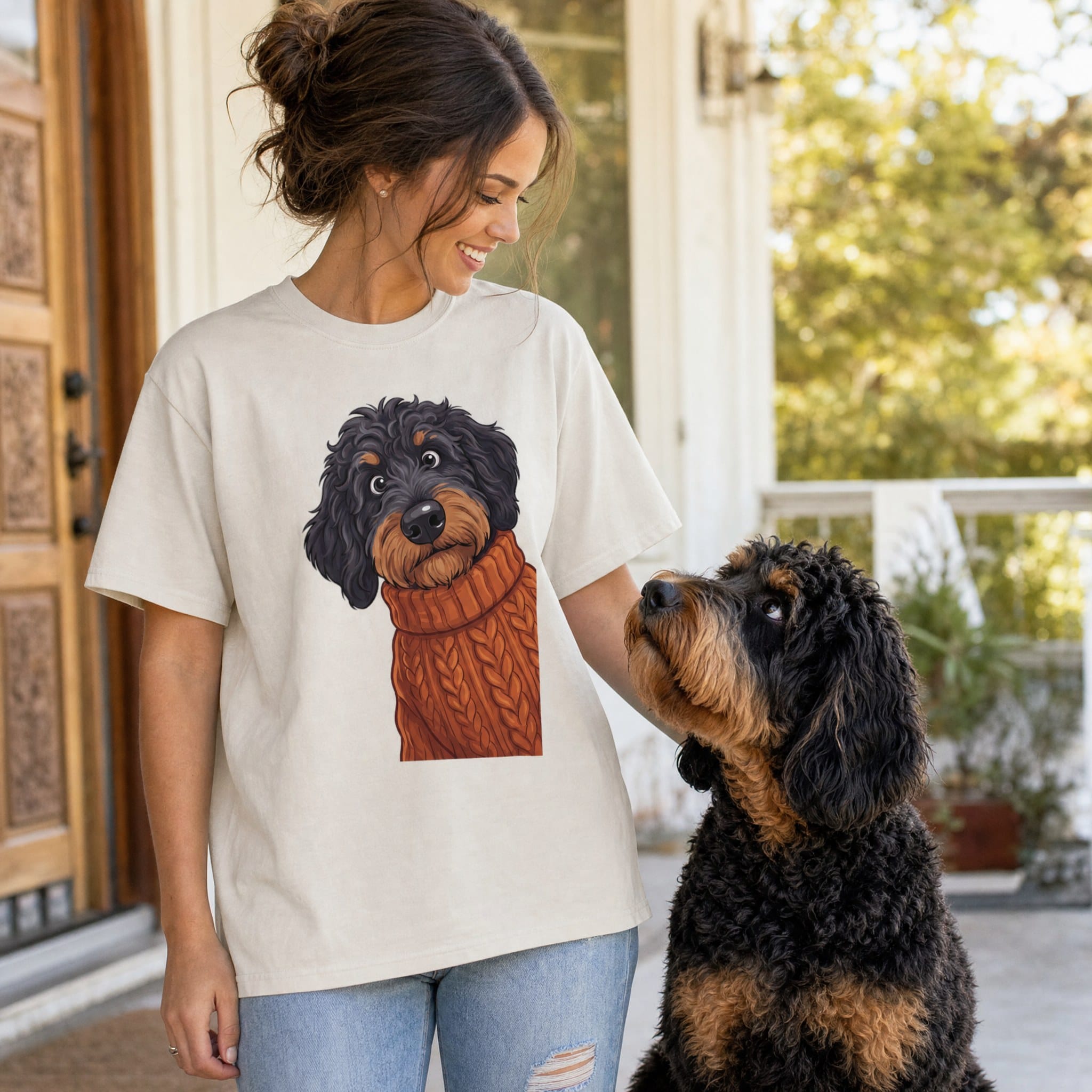 Sweater Weather Phantom Goldendoodle Signature T-Shirt in by Puppy Jo