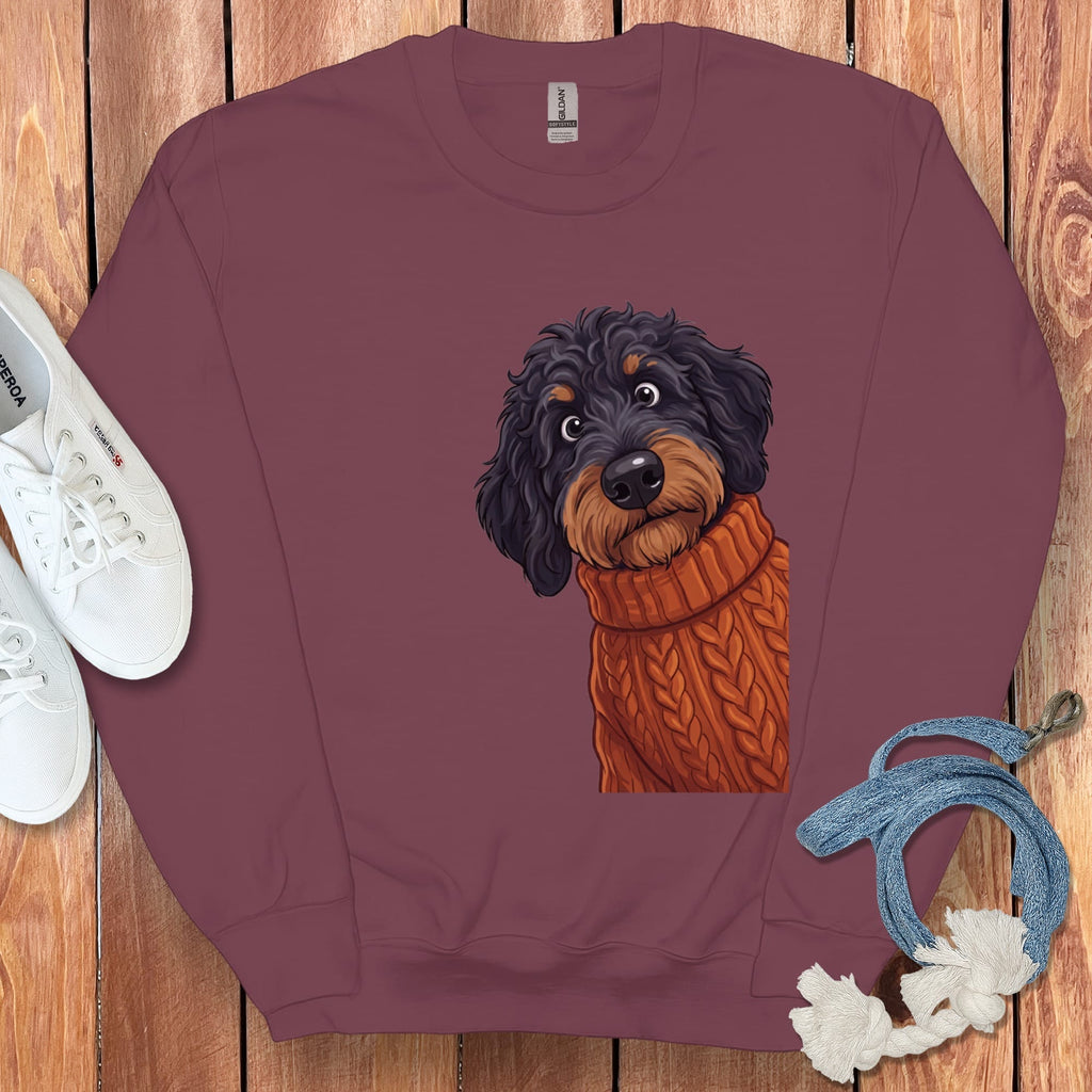 Sweater Weather Phantom Goldendoodle Sweatshirt in Maroon / S by Puppy Jo