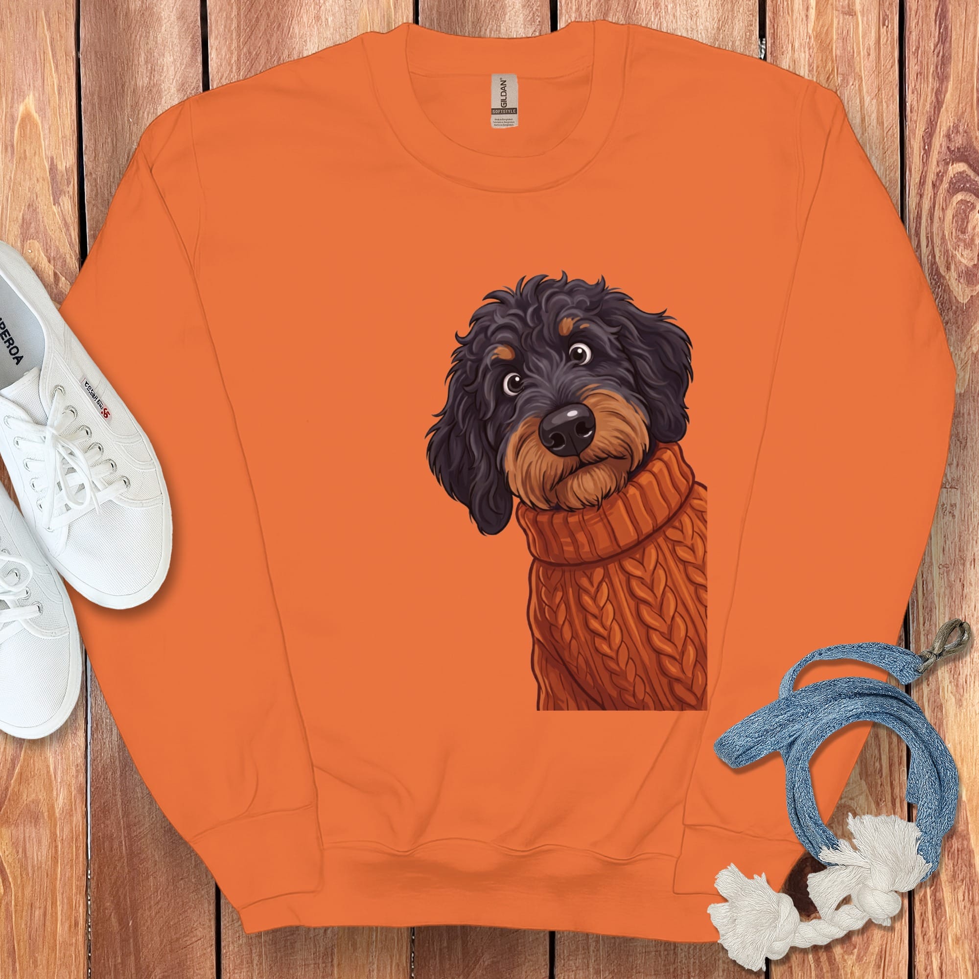 Sweater Weather Phantom Goldendoodle Sweatshirt in Orange / M by Puppy Jo