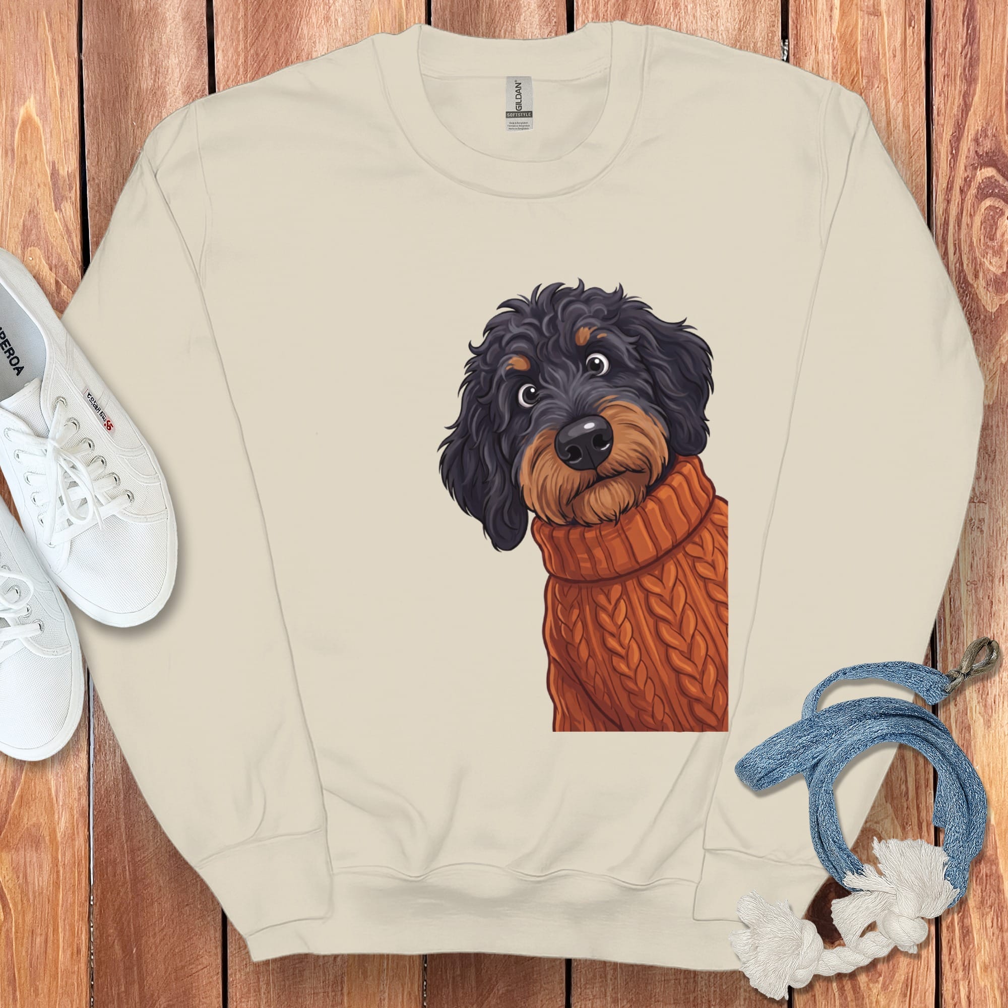 Sweater Weather Phantom Goldendoodle Sweatshirt in Sand / S by Puppy Jo