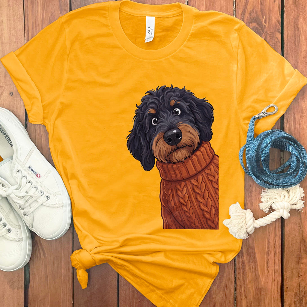 Sweater Weather Phantom Goldendoodle T-Shirt in Gold / S by Puppy Jo