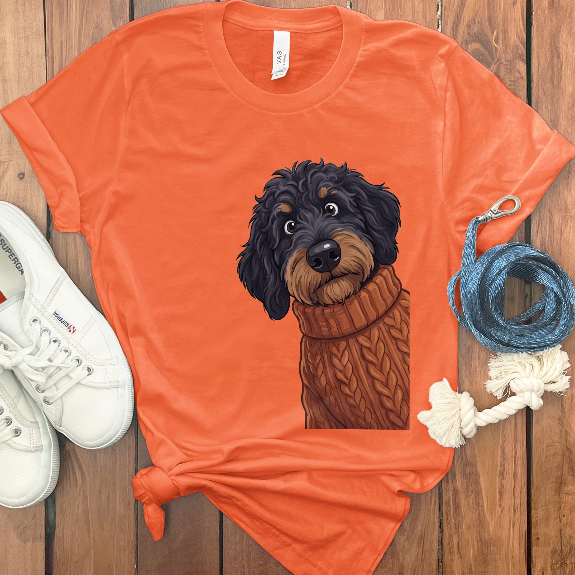 Sweater Weather Phantom Goldendoodle T-Shirt in Orange / S by Puppy Jo