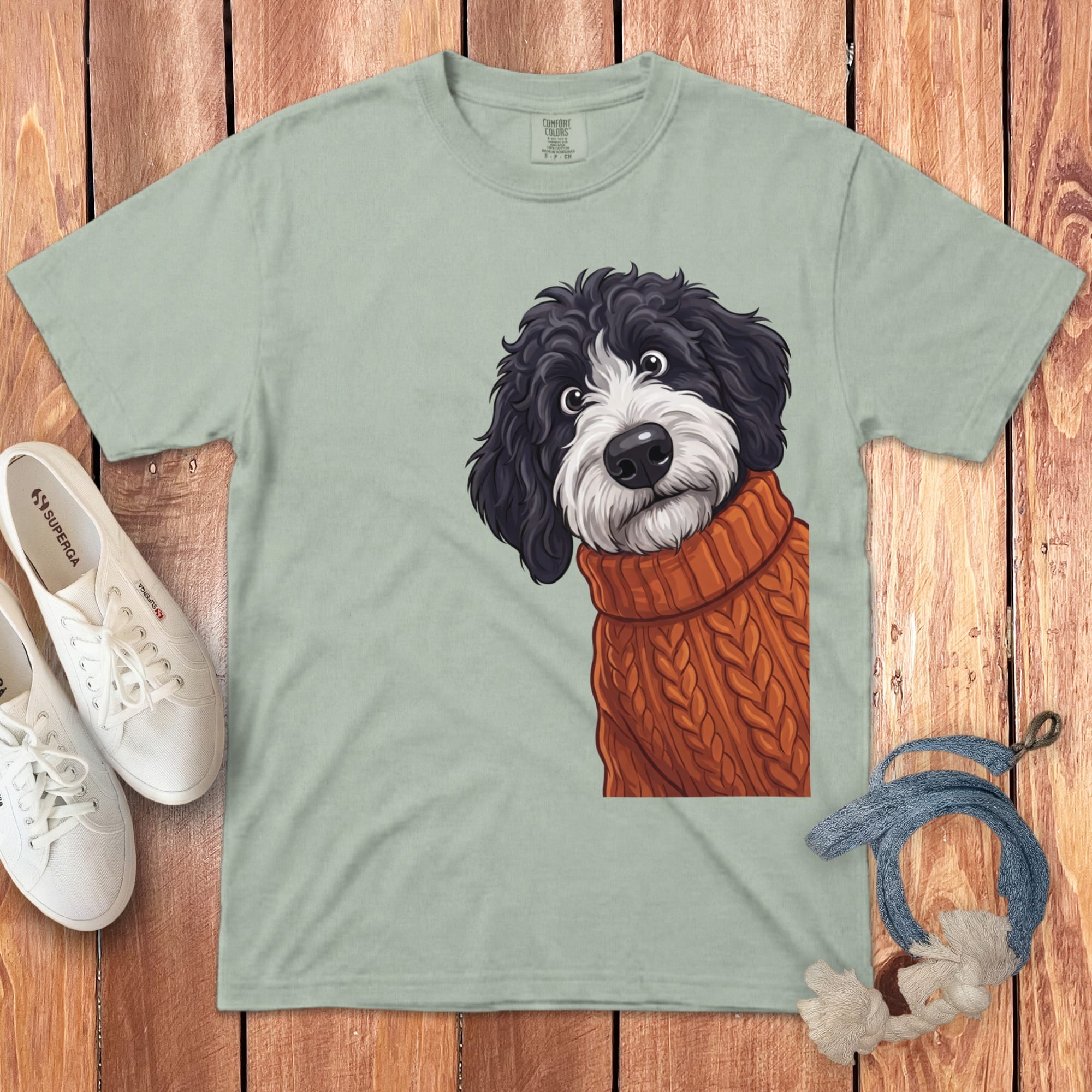 Sweater Weather Sheepadoodle Signature T-Shirt in Bay / S / T-Shirts by Puppy Jo