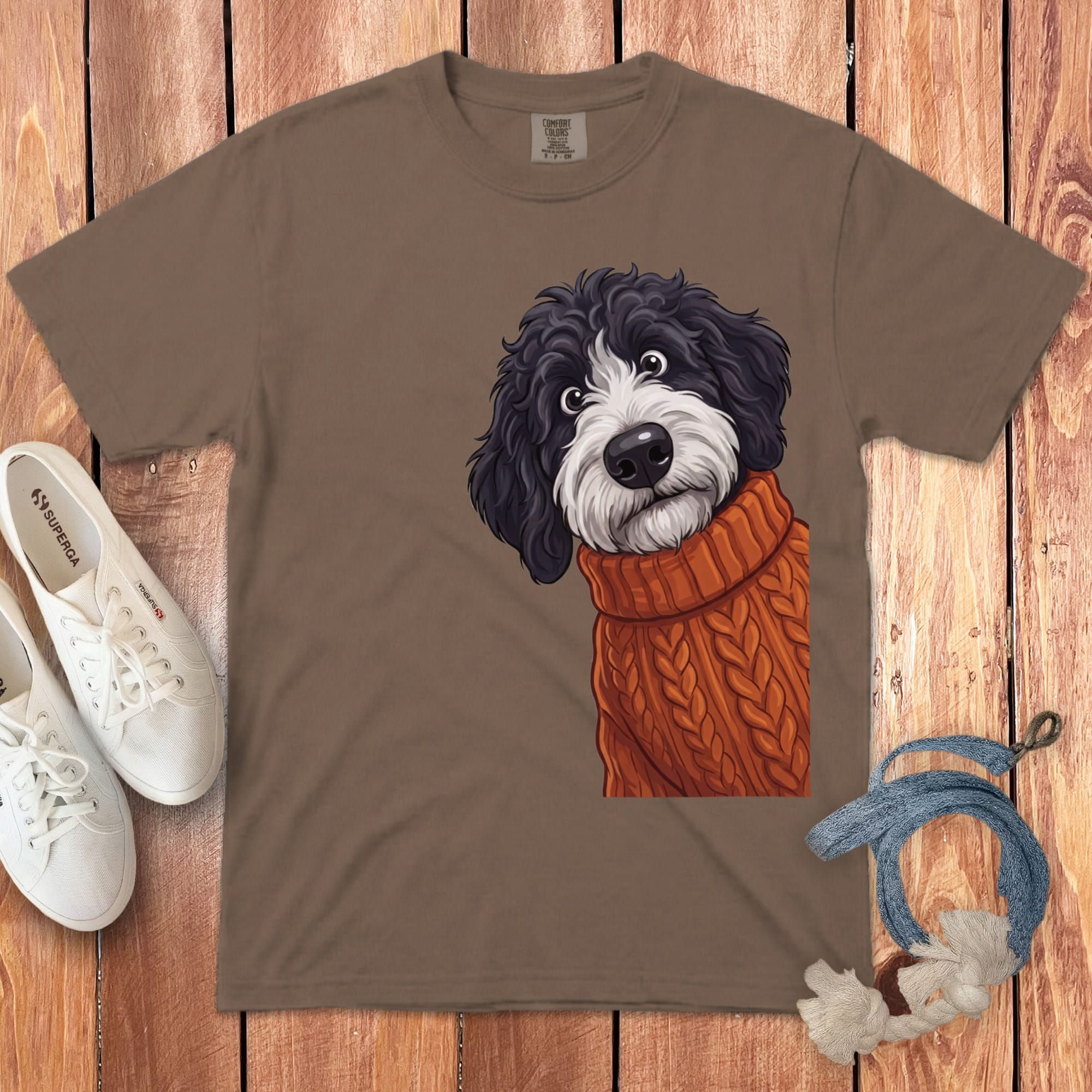 Sweater Weather Sheepadoodle Signature T-Shirt in Espresso / S / T-Shirts by Puppy Jo