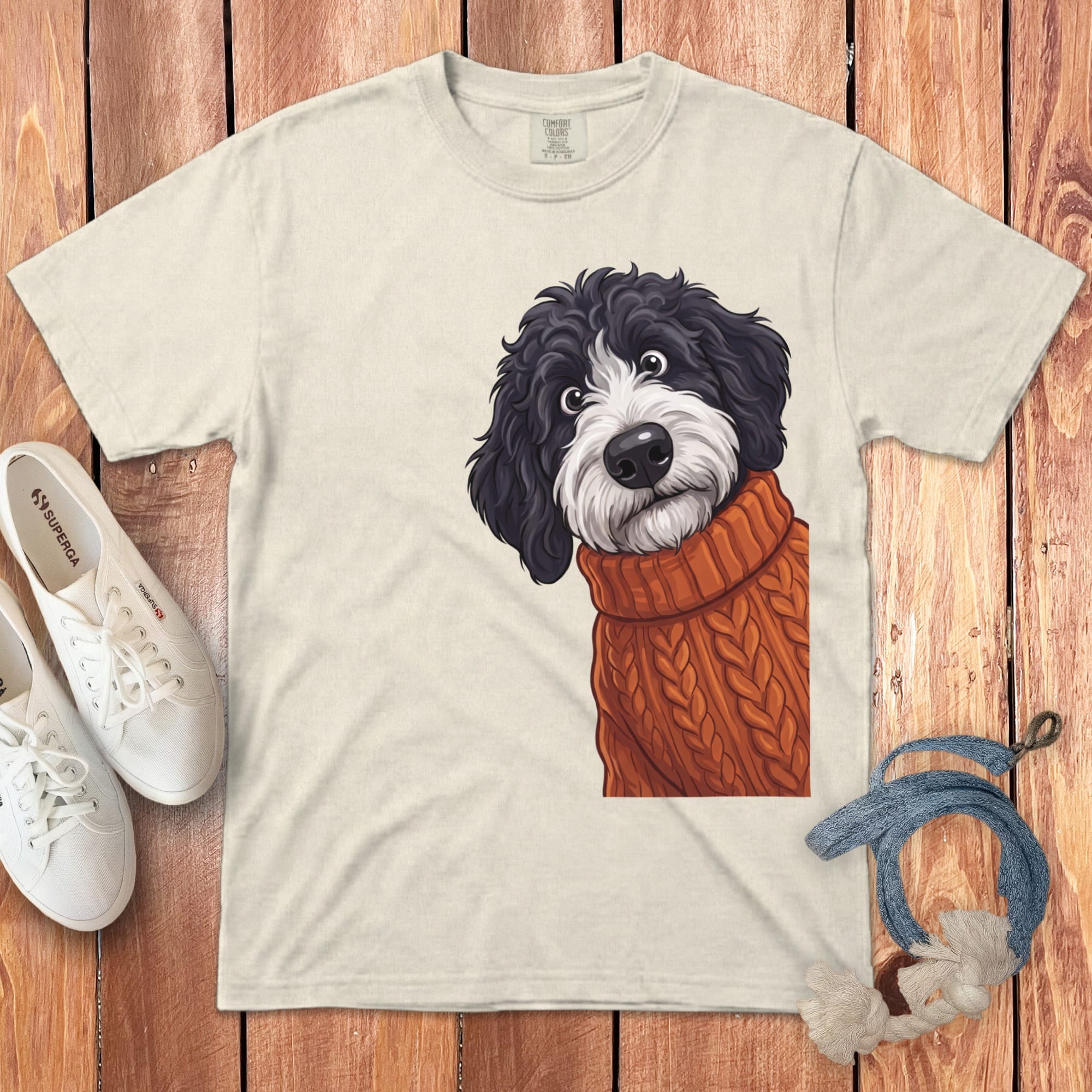 Sweater Weather Sheepadoodle Signature T-Shirt in Ivory / S / T-Shirts by Puppy Jo