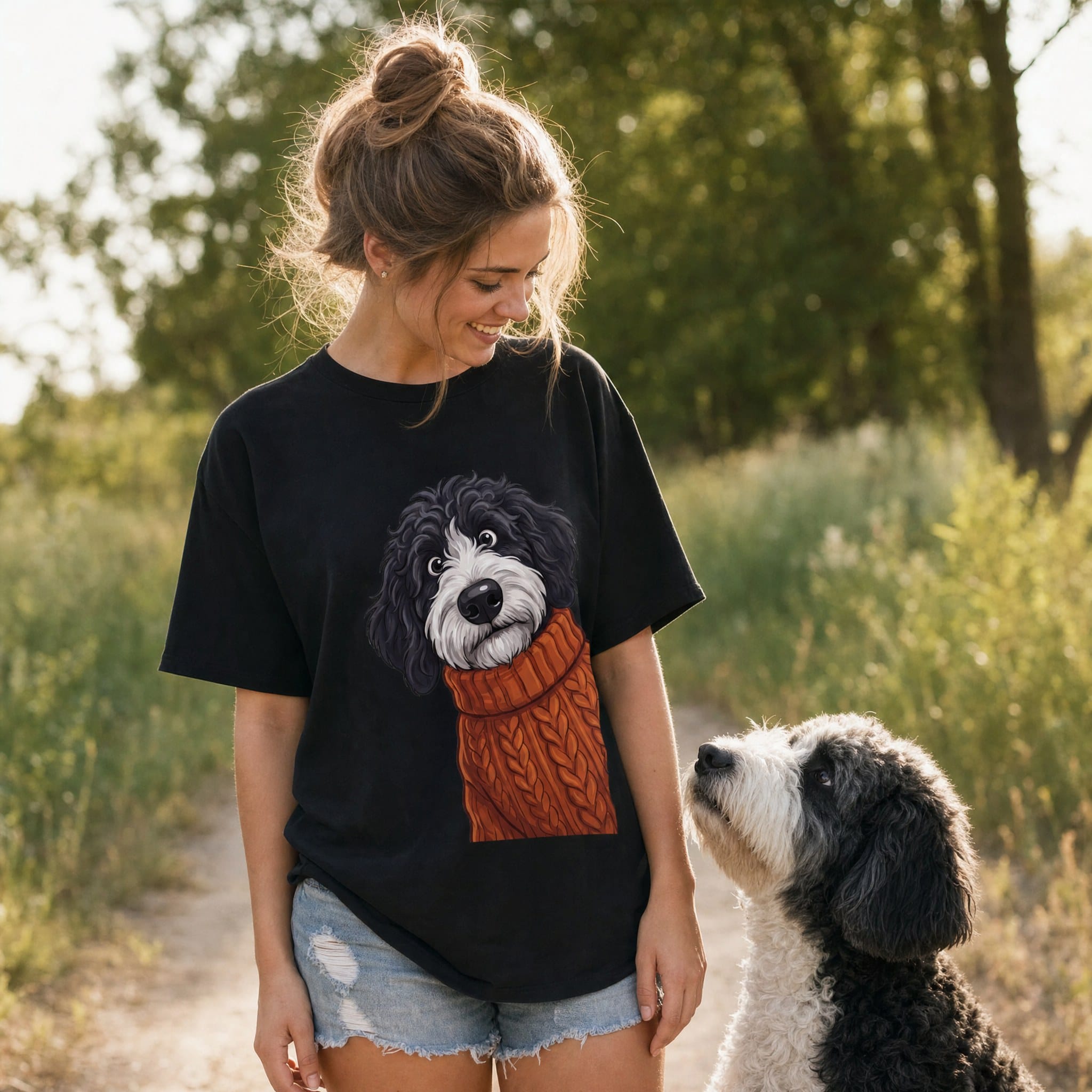 Sweater Weather Sheepadoodle Signature T-Shirt in by Puppy Jo