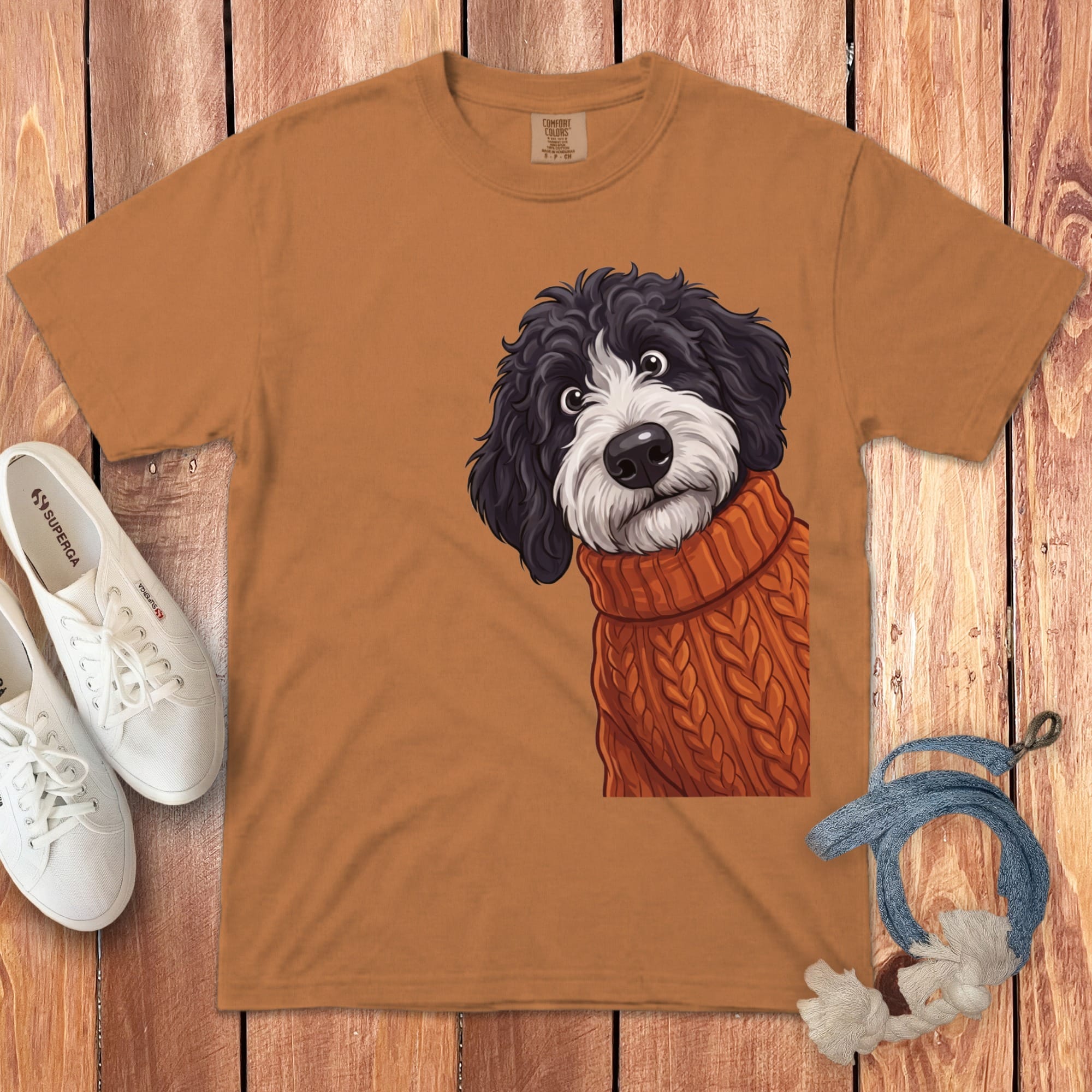 Sweater Weather Sheepadoodle Signature T-Shirt in Yam / S / T-Shirts by Puppy Jo