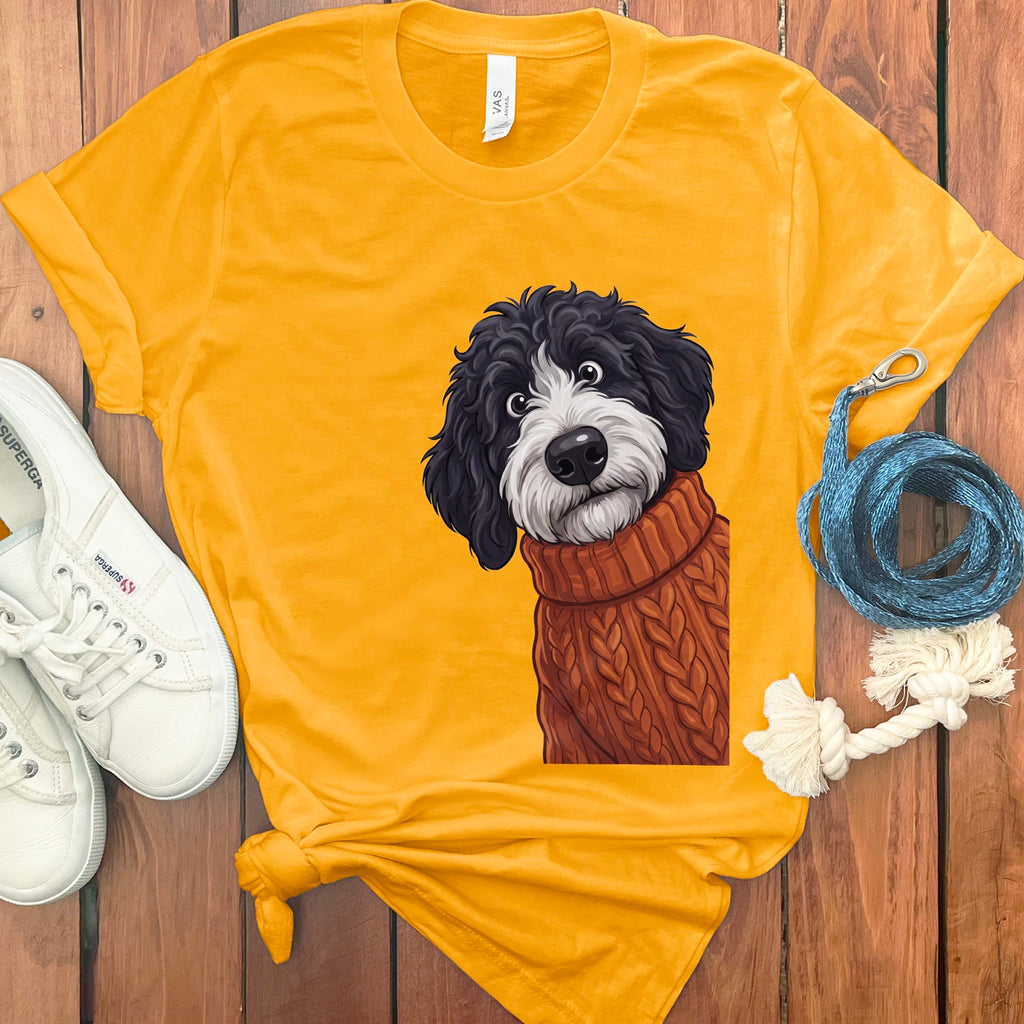 Sweater Weather Sheepadoodle T-Shirt in Gold / S by Puppy Jo