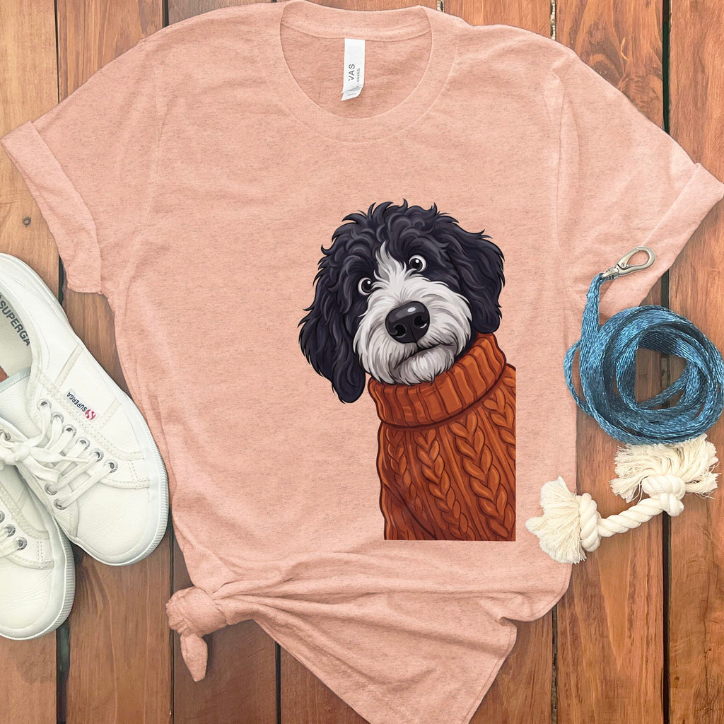 Sweater Weather Sheepadoodle T-Shirt in Heather Peach / S by Puppy Jo