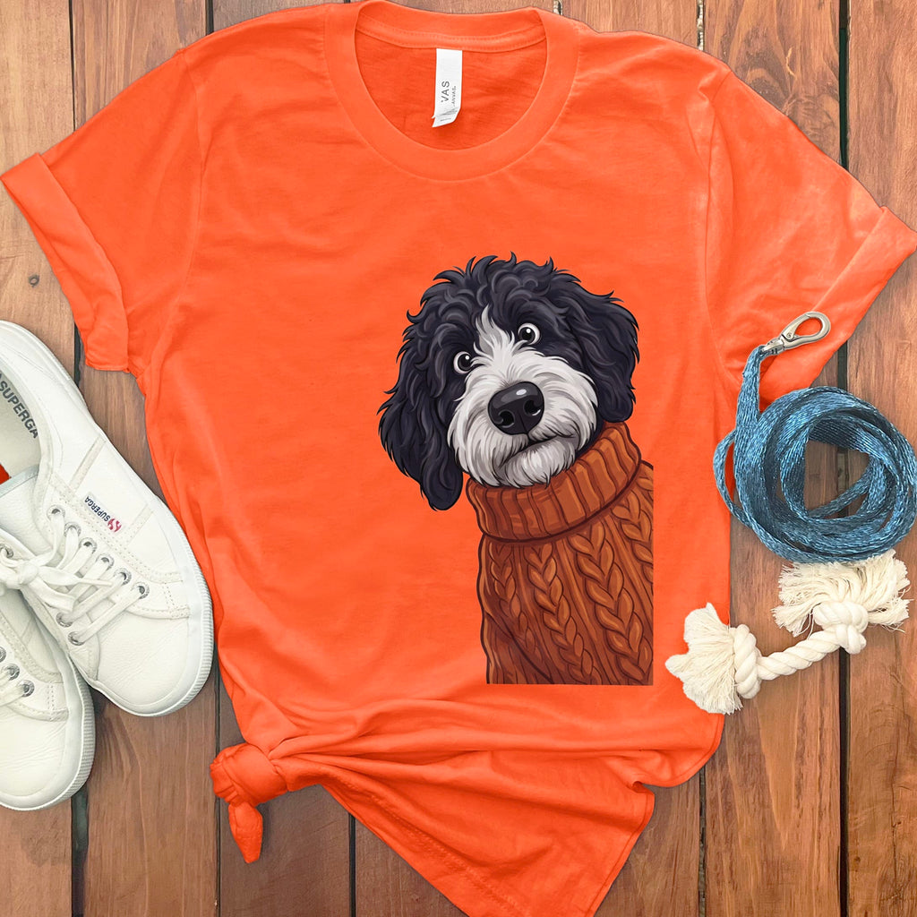 Sweater Weather Sheepadoodle T-Shirt in Orange / S by Puppy Jo