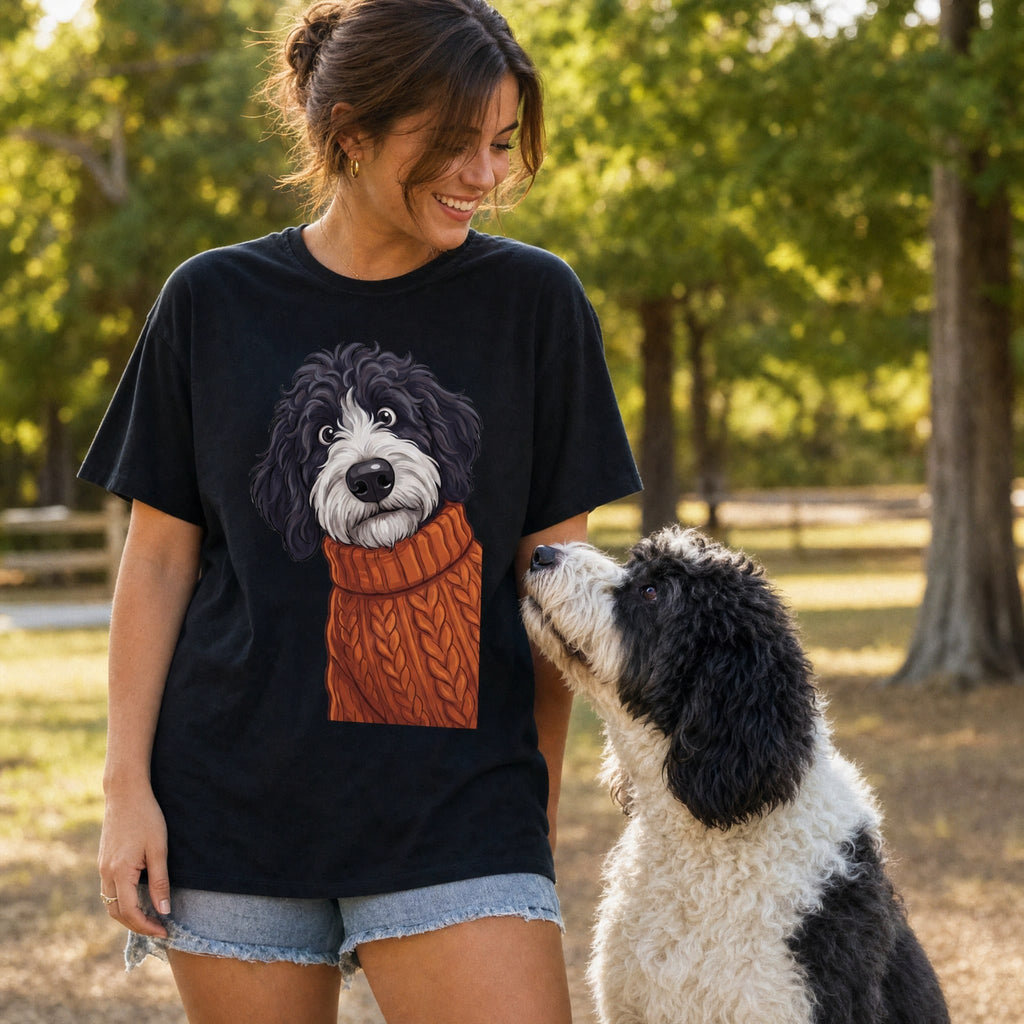 Sweater Weather Sheepadoodle T-Shirt in by Puppy Jo