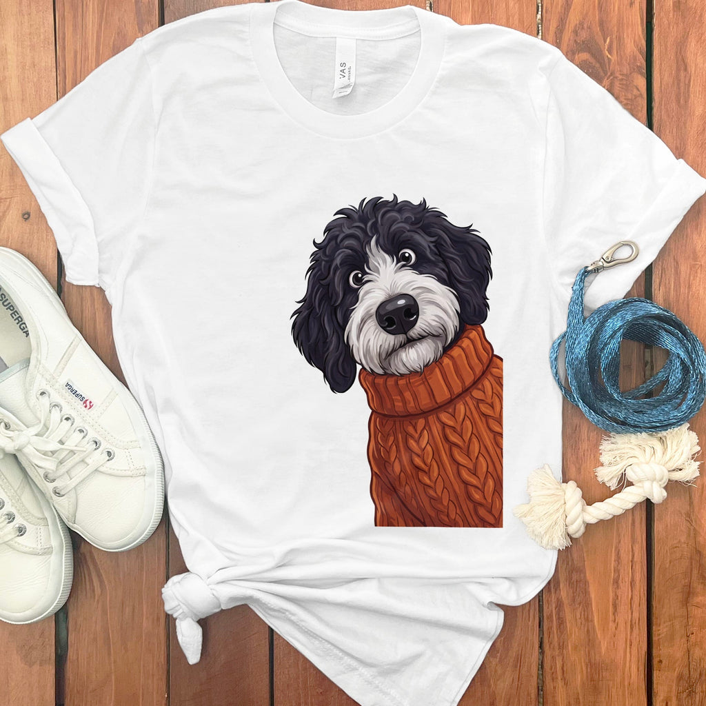 Sweater Weather Sheepadoodle T-Shirt in White / S by Puppy Jo