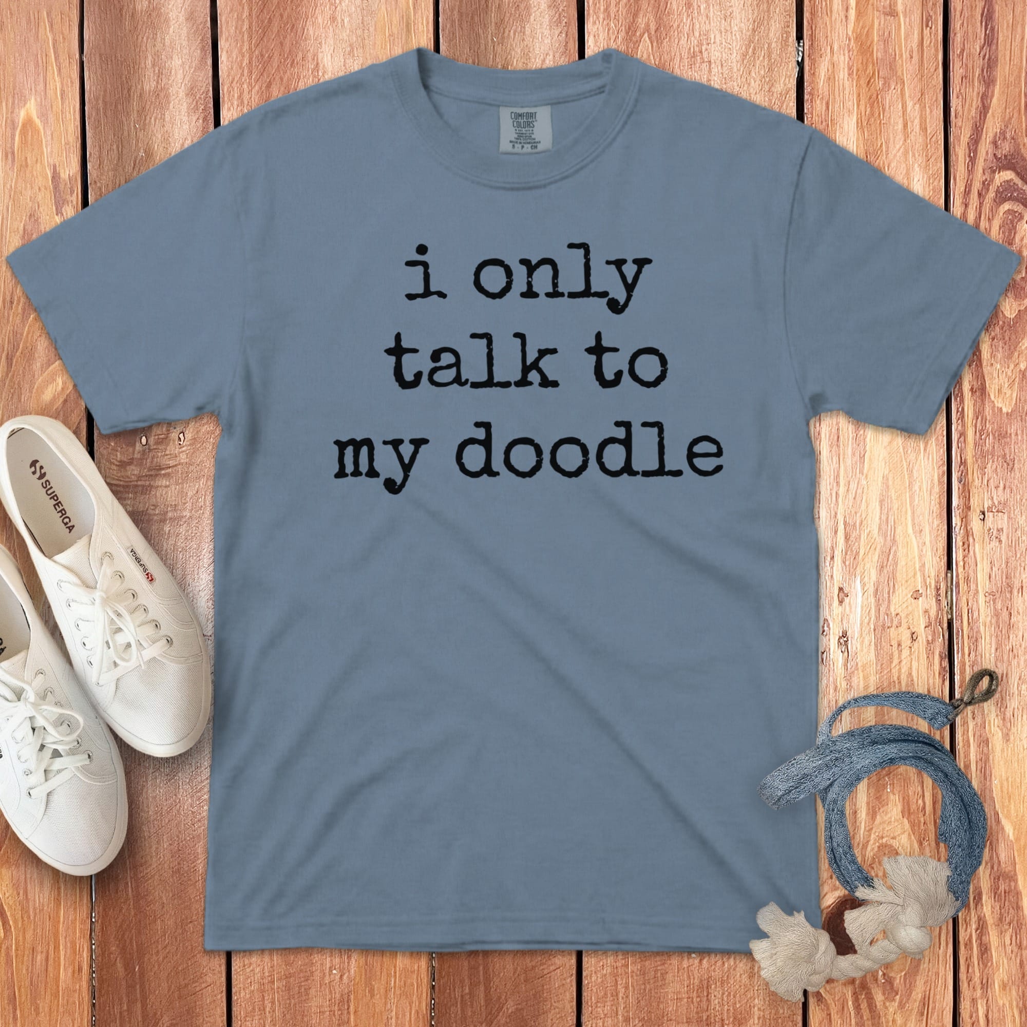 Talk to Doodle Signature T-Shirt in Blue Jean / S by Puppy Jo