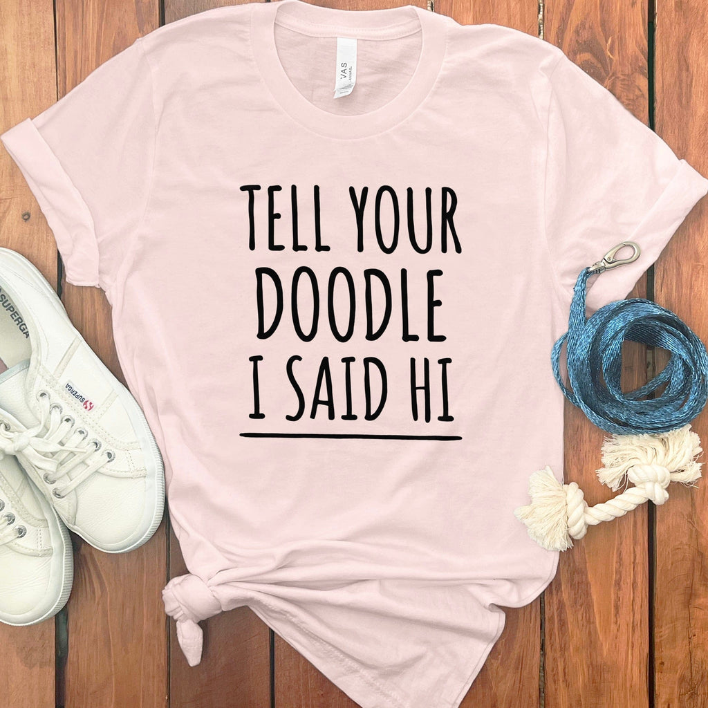Tell Your Doodle Said Hi T-Shirt in Soft Pink / S by Puppy Jo