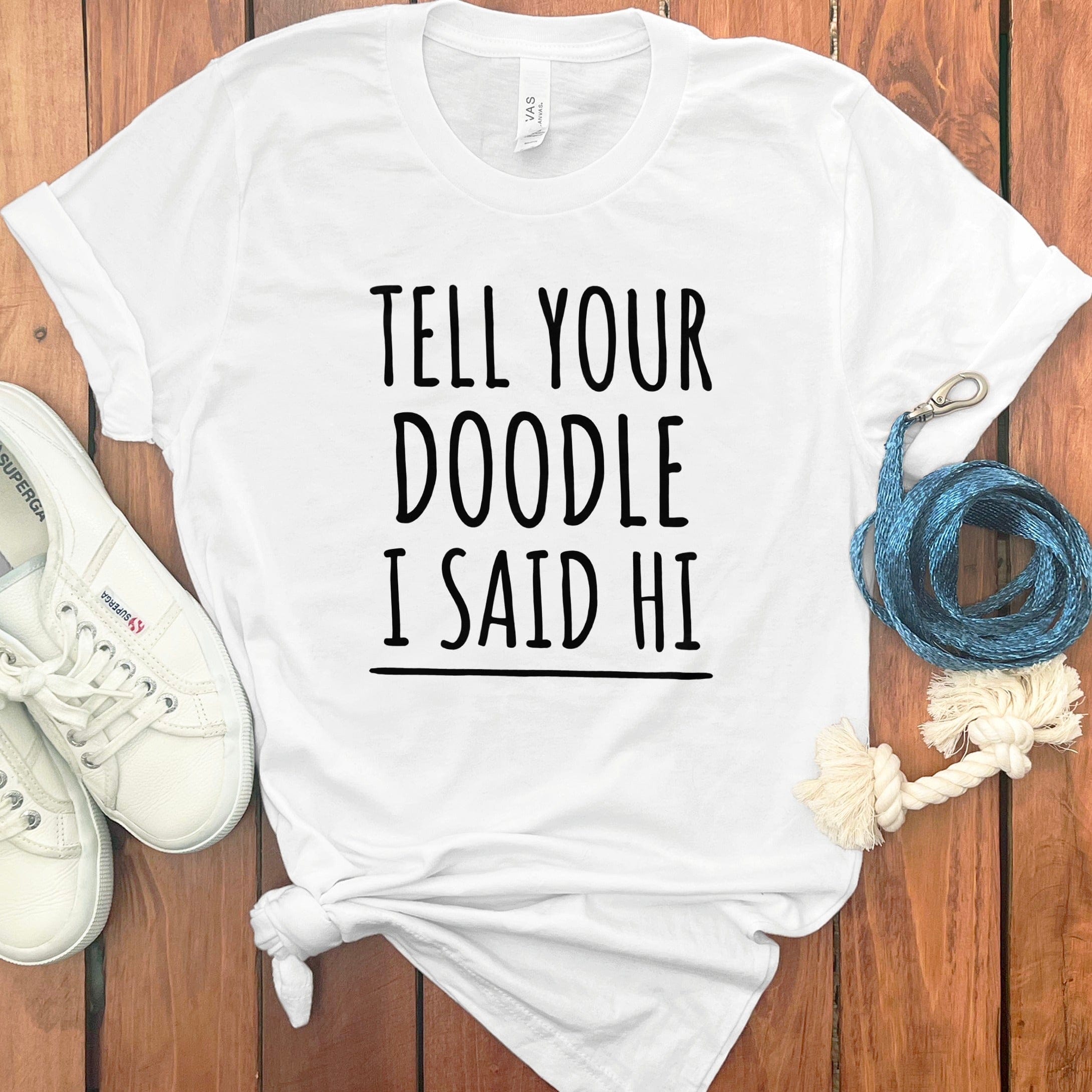Tell Your Doodle Said Hi T-Shirt in White / S by Puppy Jo