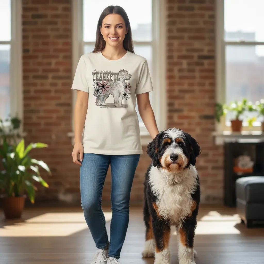 Thankful Bernedoodle T-Shirt in by Puppy Jo