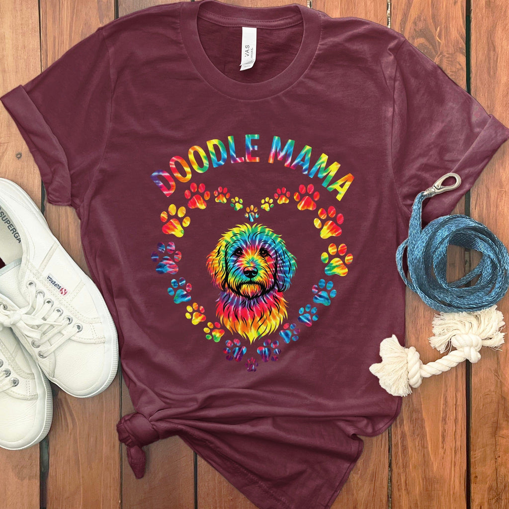 Tie Dye Doodle Mama T-Shirt in Maroon / S by Puppy Jo