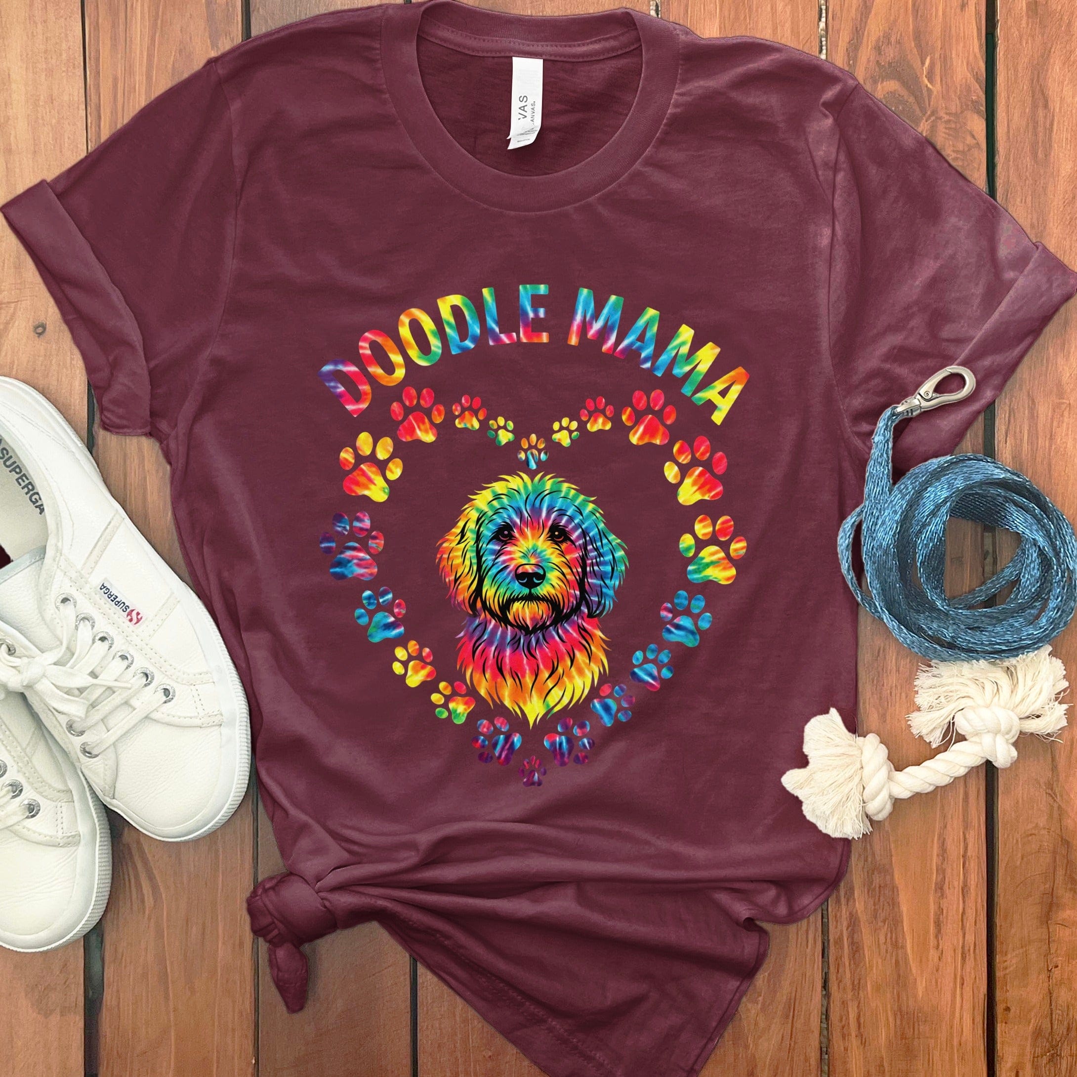 Tie Dye Doodle Mama T-Shirt in Maroon / S by Puppy Jo