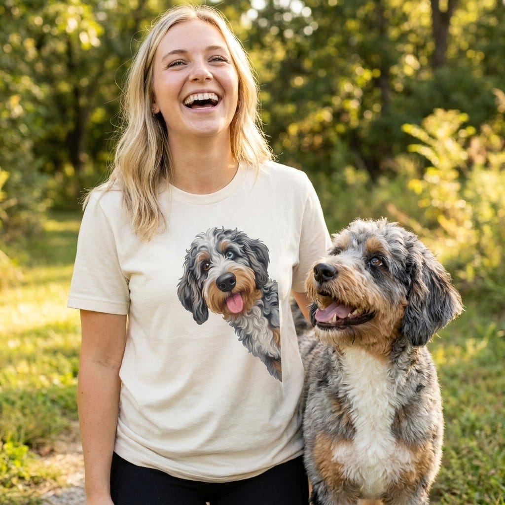 Tongue Out Aussiedoodle T-Shirt in by MyDesigns