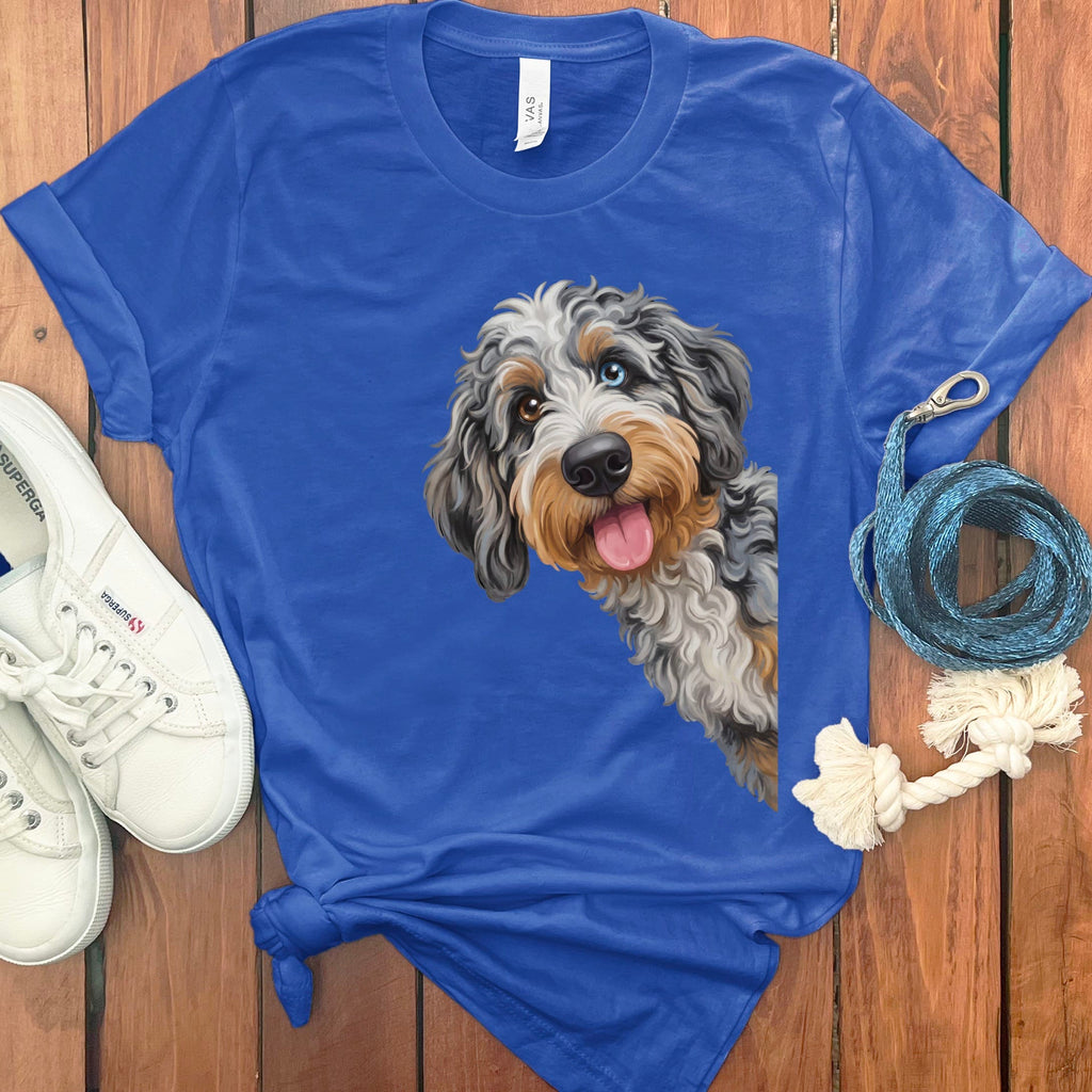 Tongue Out Aussiedoodle T-Shirt in True Royal / S by MyDesigns