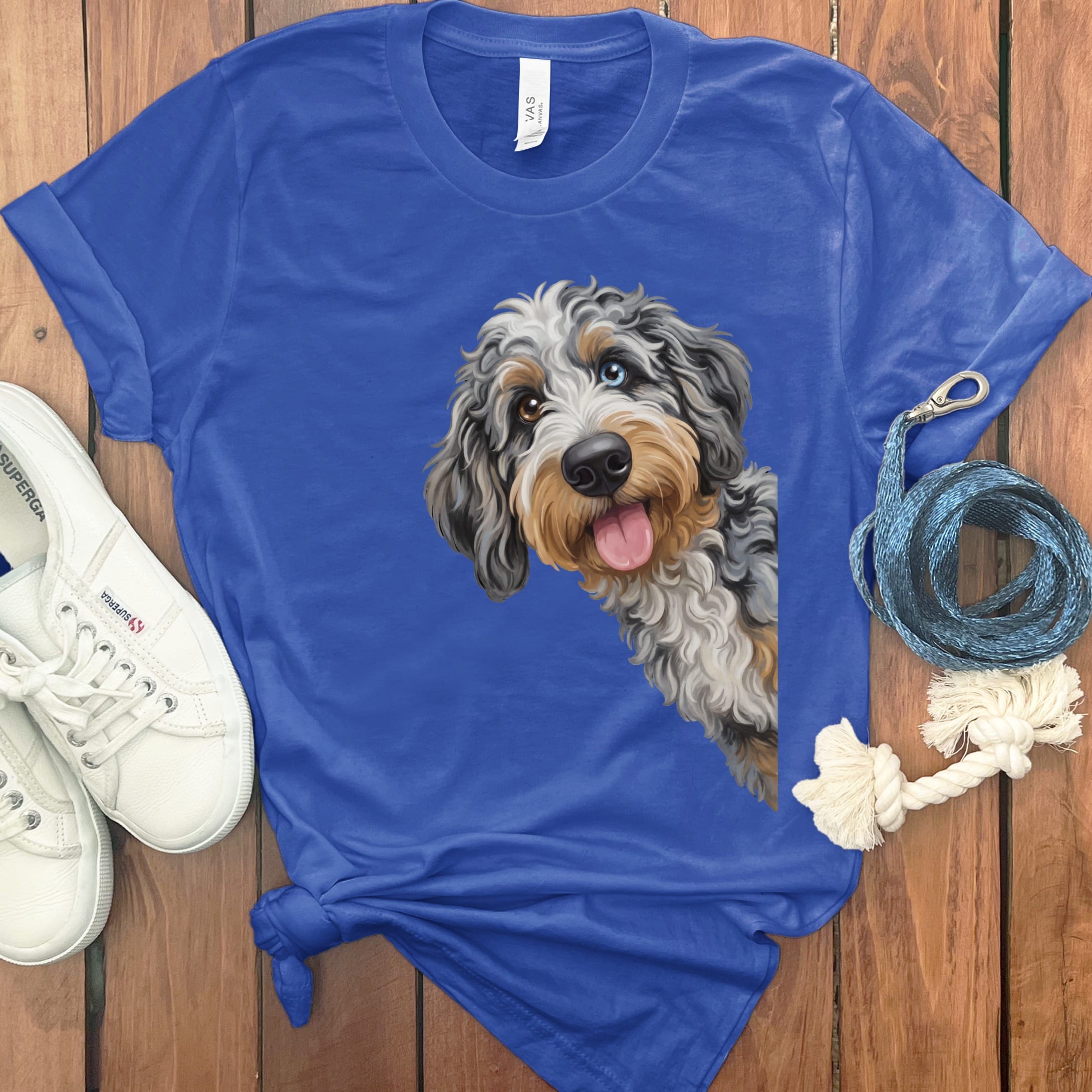 Tongue Out Aussiedoodle T-Shirt in True Royal / S by MyDesigns