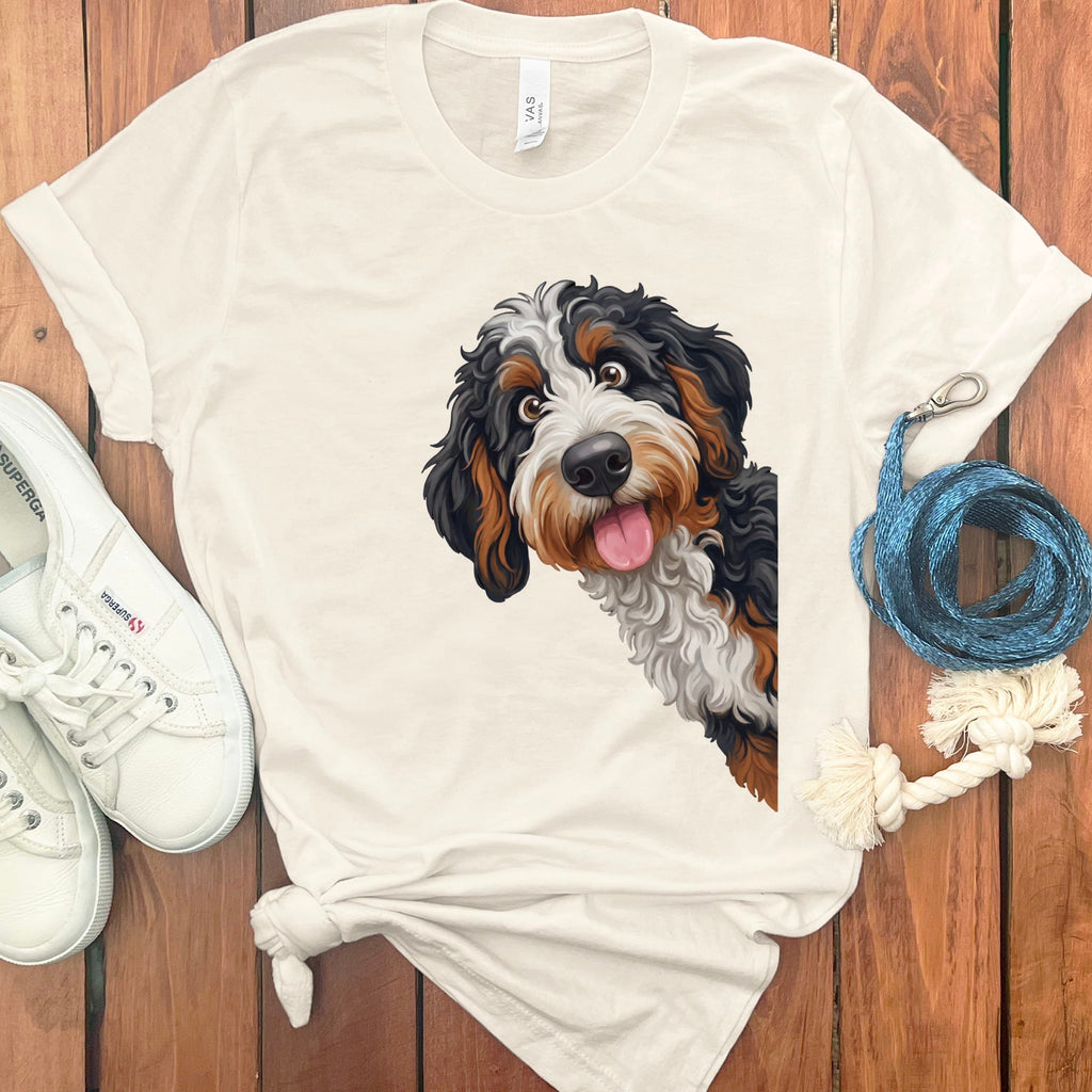 Tongue Out Bernedoodle T-Shirt in Natural / S by MyDesigns