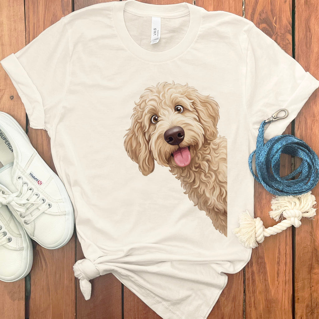 Tongue Out Cream Goldendoodle T-Shirt in Natural / S by MyDesigns