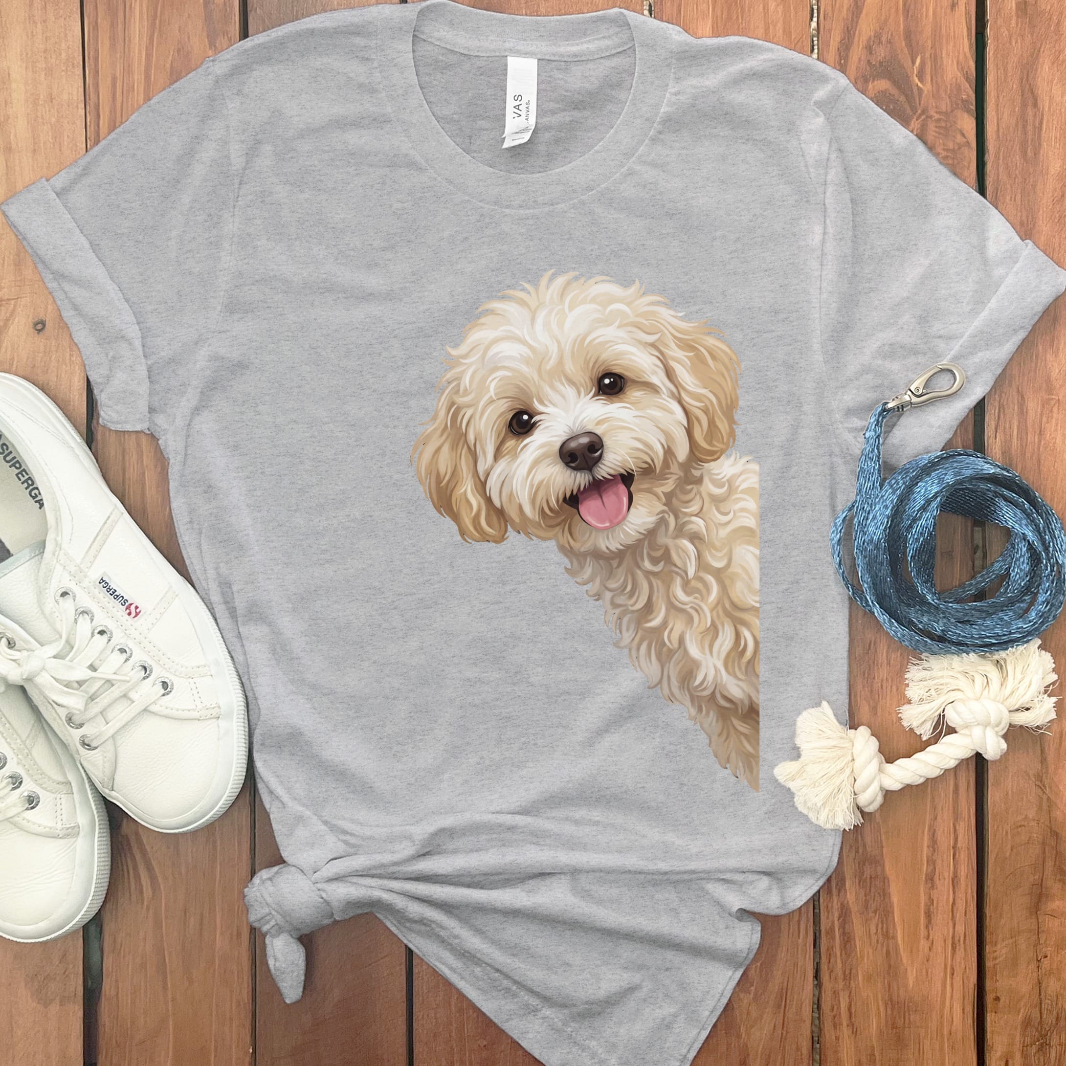 Tongue Out Maltipoo T-Shirt in Athletic Heather / S by MyDesigns