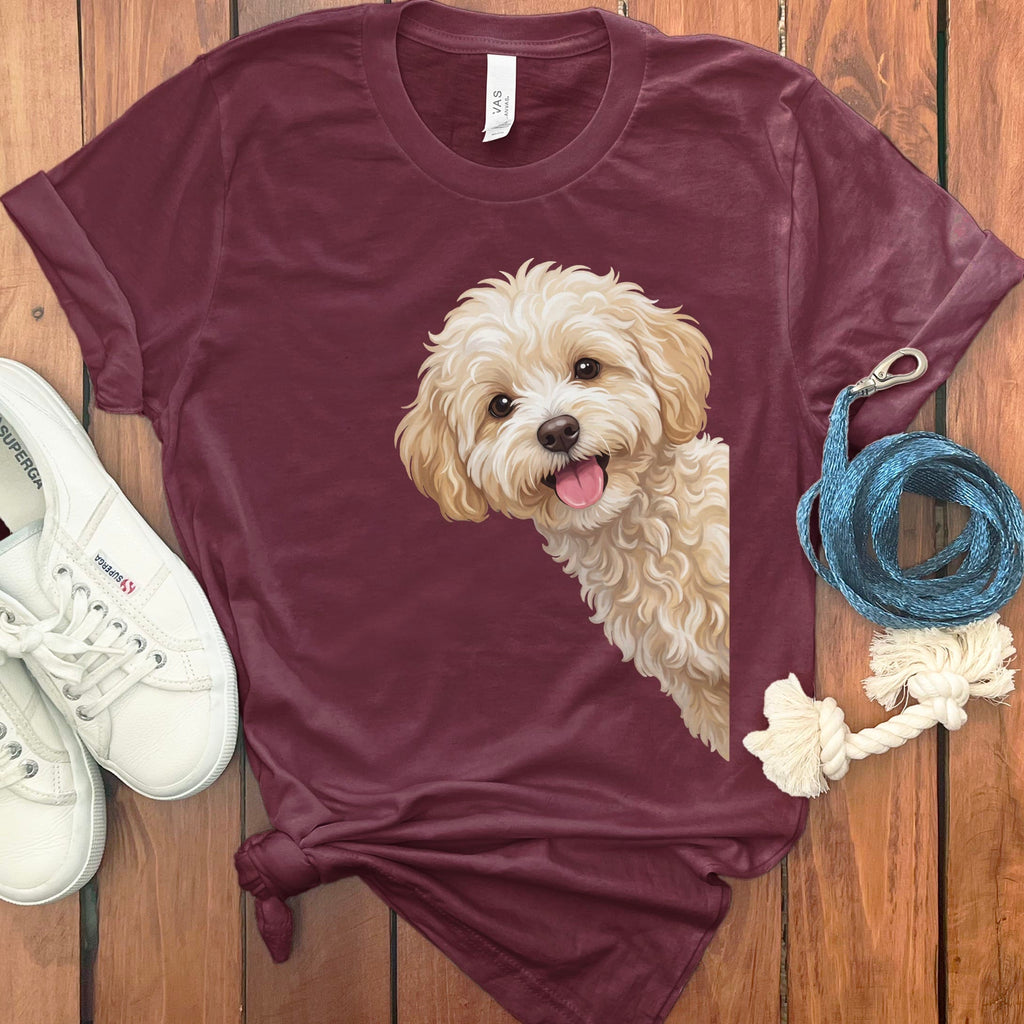 Tongue Out Maltipoo T-Shirt in Maroon / S by MyDesigns