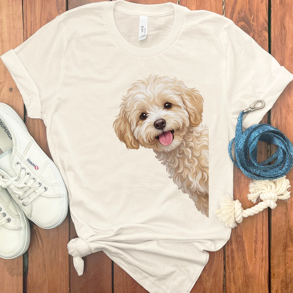 Tongue Out Maltipoo T-Shirt in Natural / S by MyDesigns