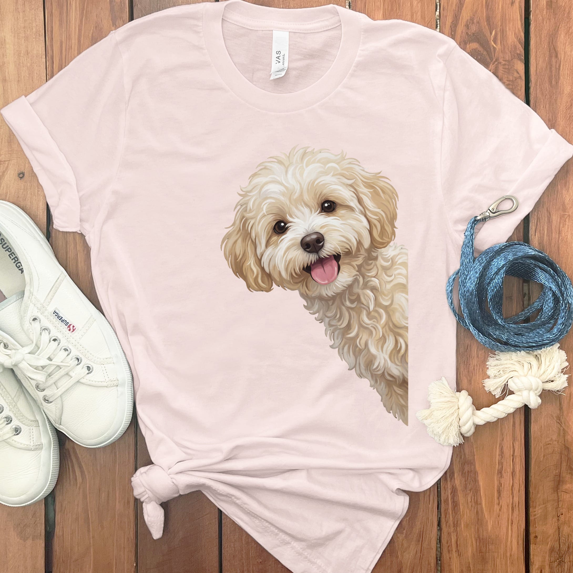 Tongue Out Maltipoo T-Shirt in Soft Pink / S by MyDesigns