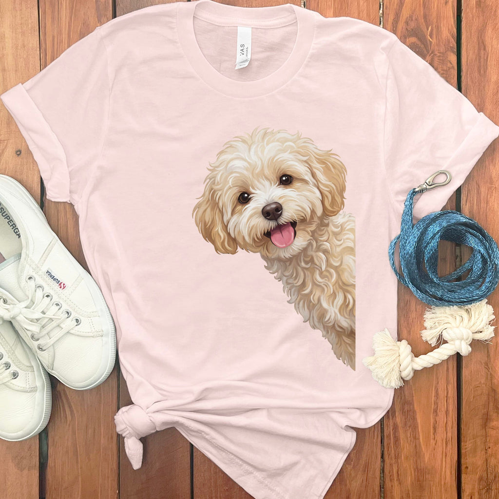Tongue Out Maltipoo T-Shirt in Soft Pink / S by MyDesigns