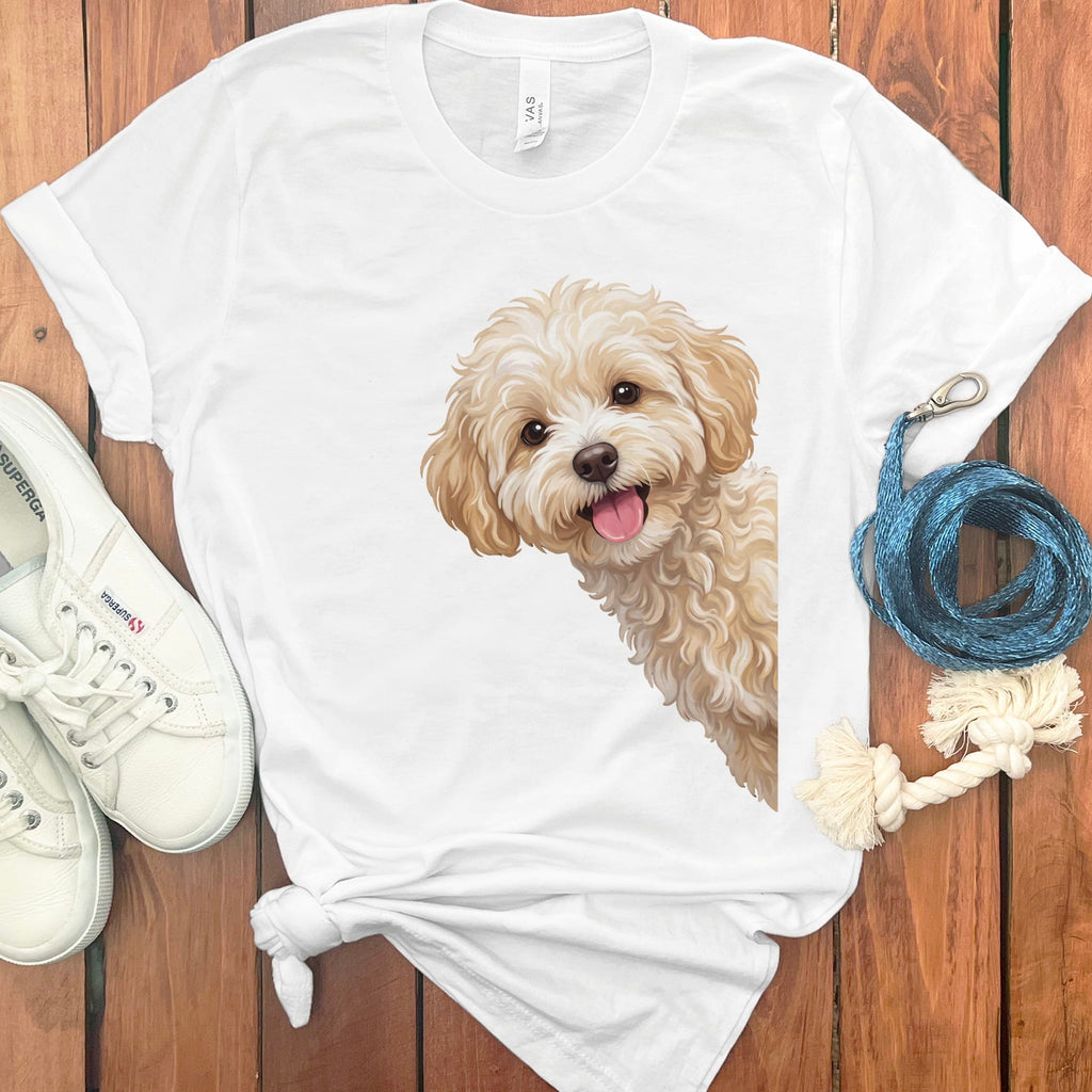 Tongue Out Maltipoo T-Shirt in White / S by MyDesigns