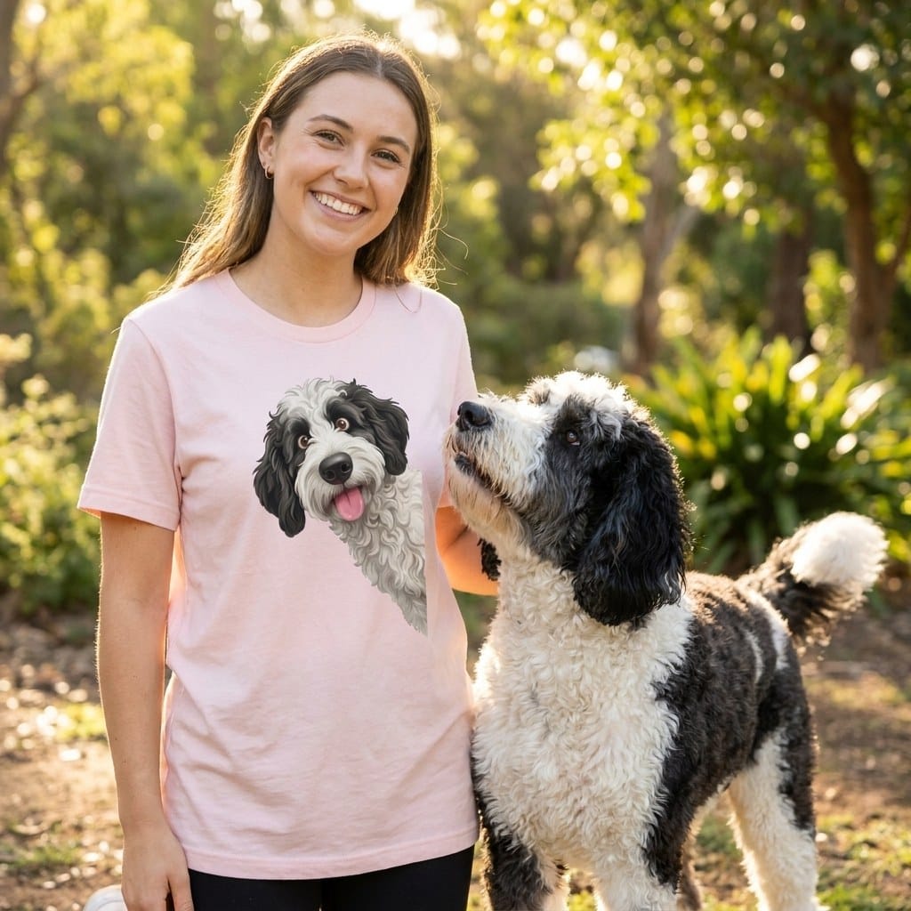 Tongue Out Sheepadoodle T-Shirt in by MyDesigns